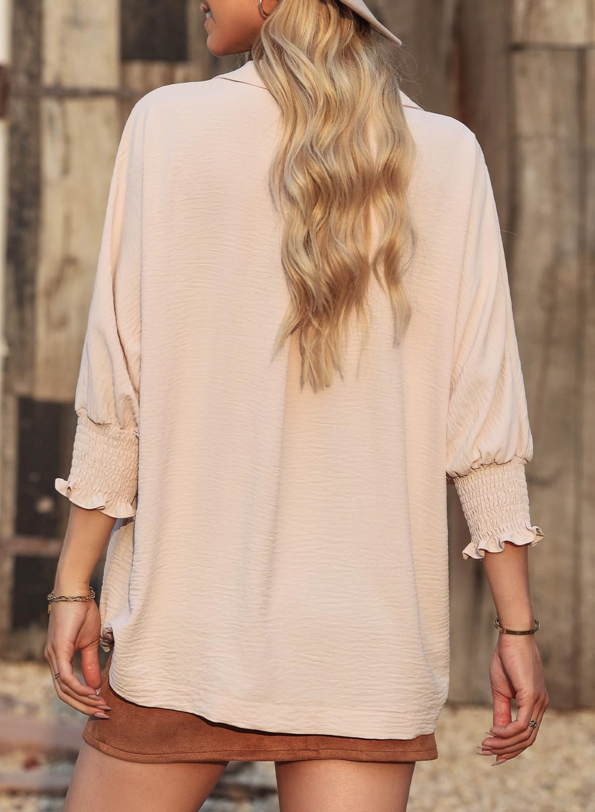⏰Hot Sale-Womens Casual 3/4 Sleeve V Neck Loose Fit Basic Tees(BUY 2 FREE SHIPPING!!!)