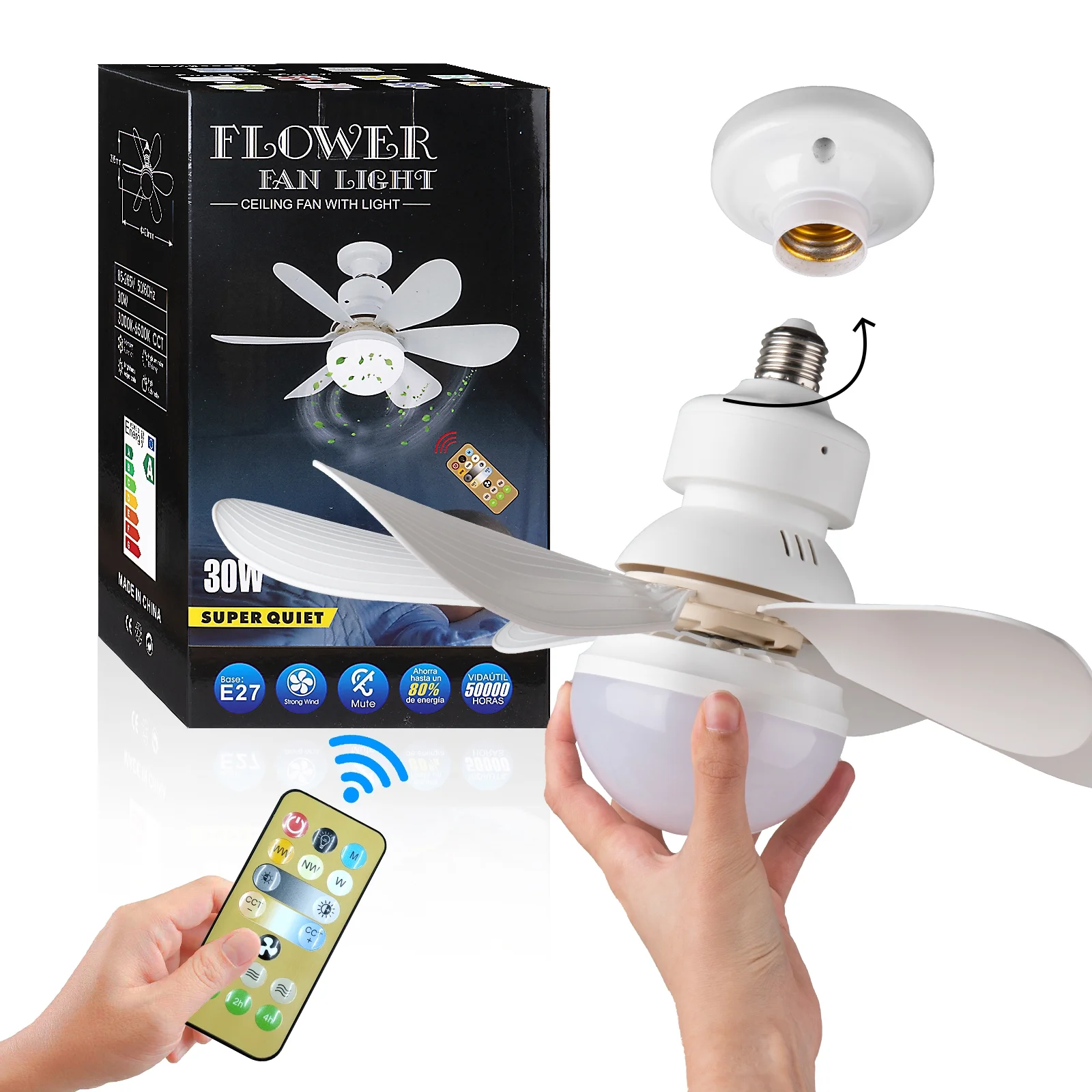🔥SUMMER SALE - 49% OFF🔥 Bright Cool Ceiling Socket Fan & Light with Remote