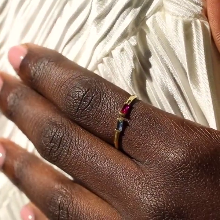 🔥Achetez 2 économisez 10%&Livraison gratuite💍Bague Duo Baguette avec Pierre de Naissance