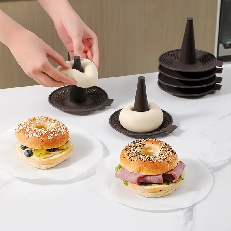 🍩👩🍳Bagel Silicone Molds📦6 Pcs🥰Easy Bagel Maker Molds - Bake Perfect Bagels at Home!
