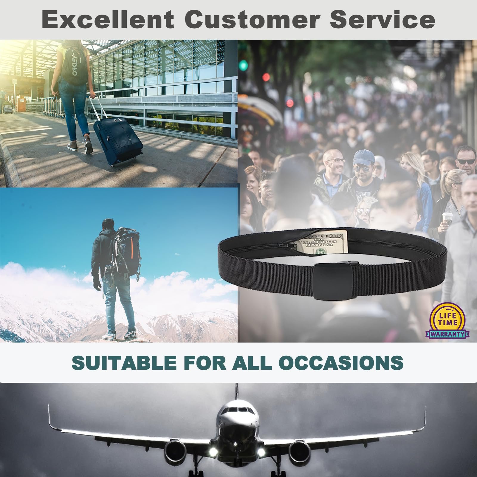 🔥2024 New Hot Sale—Travel Security Belt with Hidden Money Compartment Pocket Belt
