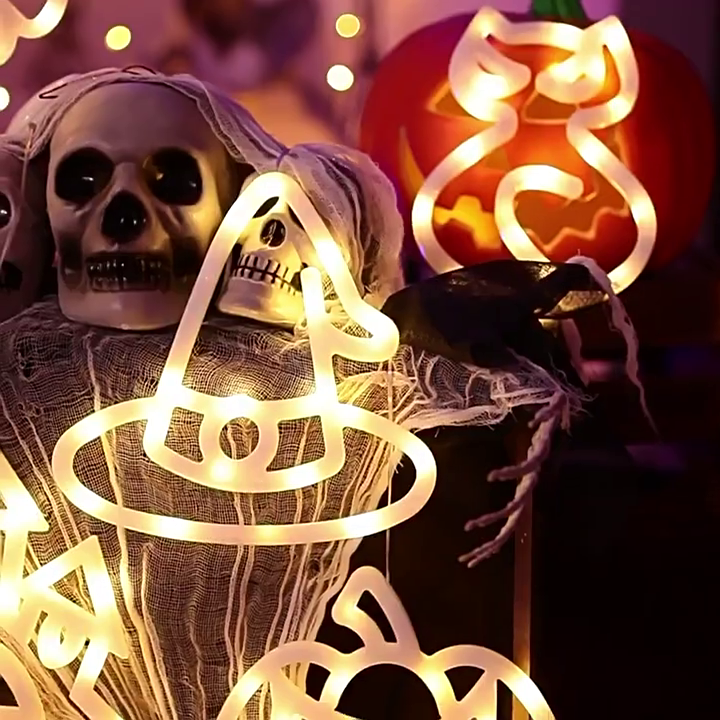 🔥Get ready for Halloween in advance!🔥Halloween Suction Cup Lights Ghost Festival Scene Decoration Lights