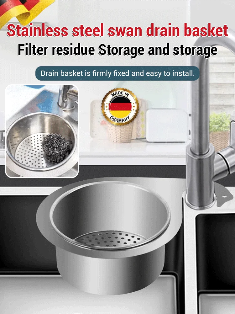 🔥Last Day - 49% OFF🎁JS-Swan stainless steel drain basket for kitchen sink & BUY 2 GET 10% OFF NOW