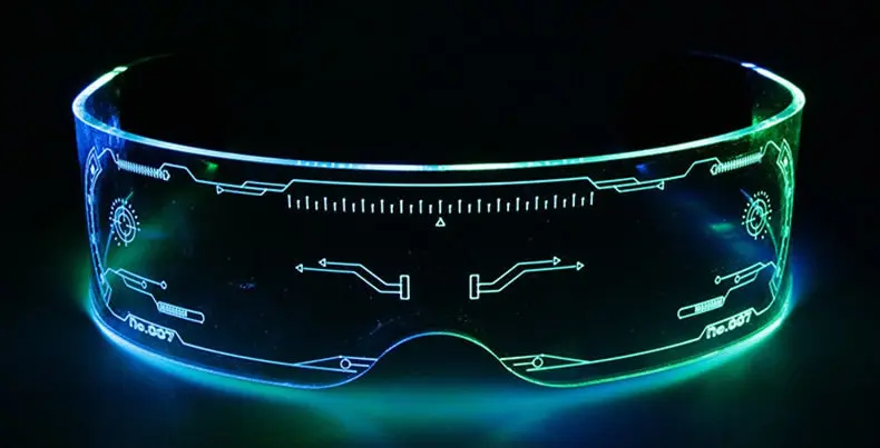 Cyber Lights - Cyberpunk Sunglasses Light Up Visor Glasses Futuristic Wrap Around Sunglasses