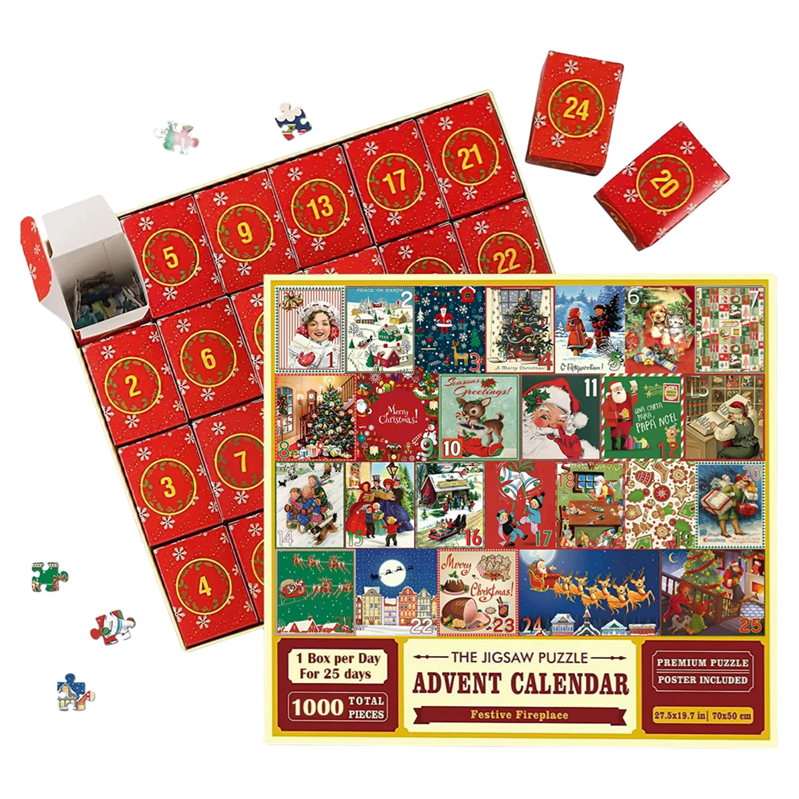 🔥Puzzle del calendario dell'Avvento di Natale 1008 pezzi🧩Spedizione Gratuita
