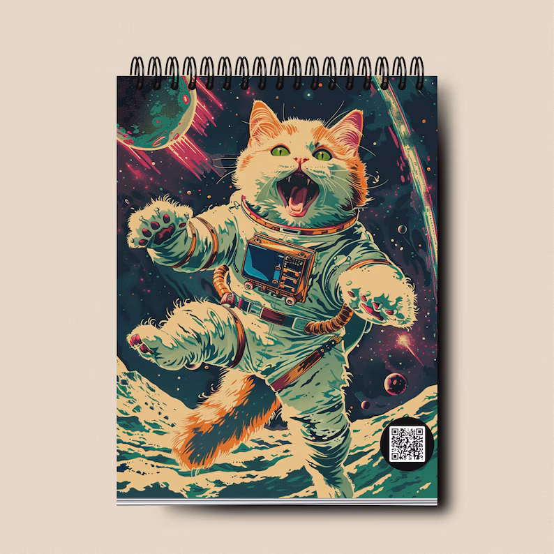 2025 Calendar | Space Cat Calendar | Moon Phase Calendar | Monthly Planner