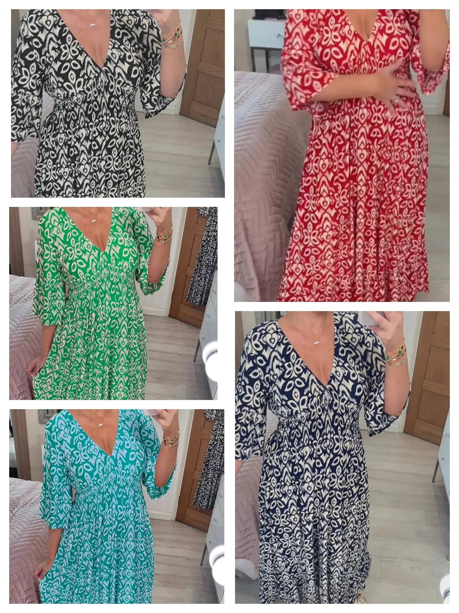 🔥Buy 2 Get 10% OFF🔥Bohemian Casual Print V-neck Waist Wrap Long Dress🎉Free Shipping
