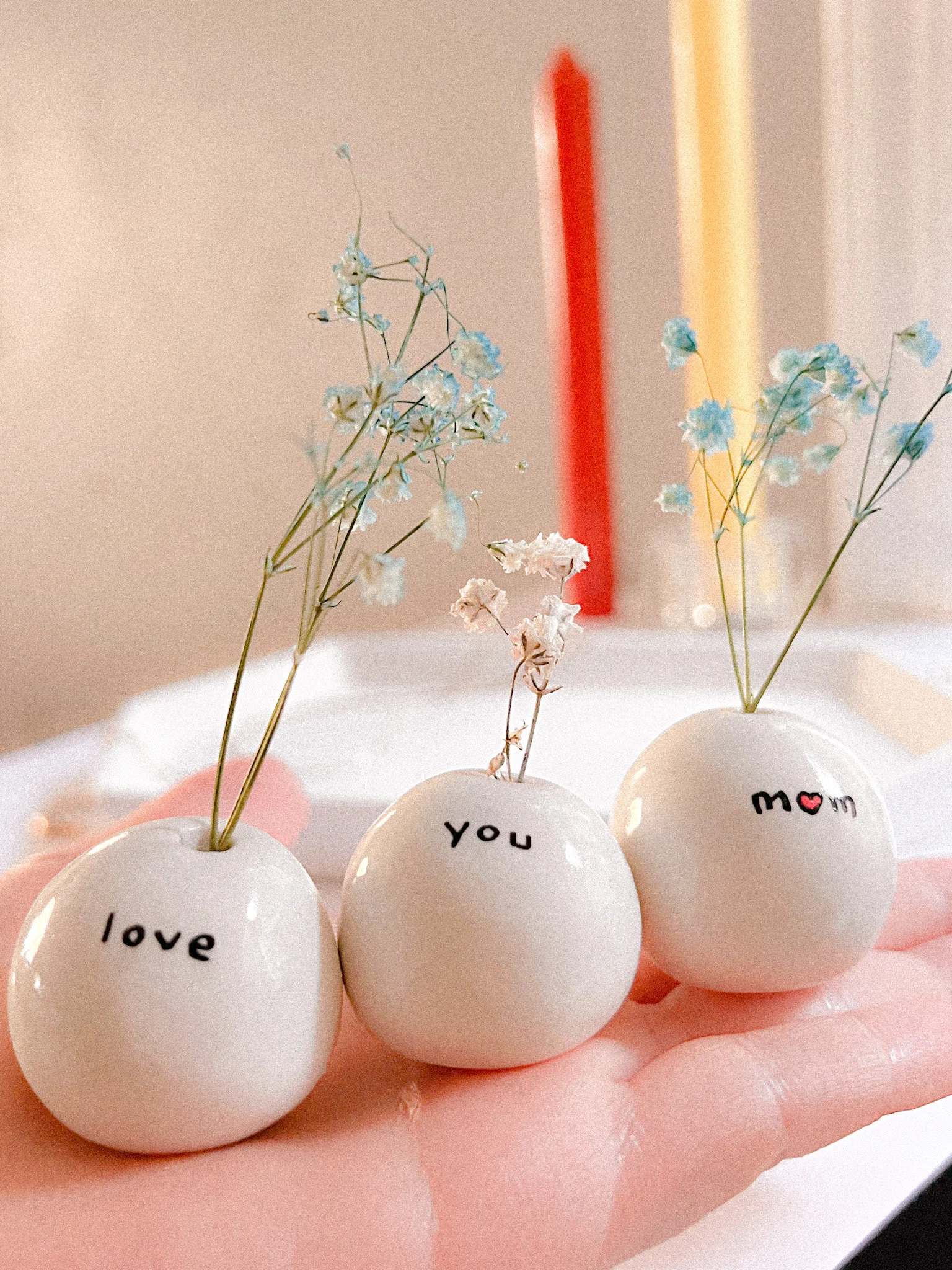 🔥Mothers Day Gift -49% OFF🎁 Set of 3 Love You Mom Tiny Vases/ Cute and Aesthetic Miniature Vases