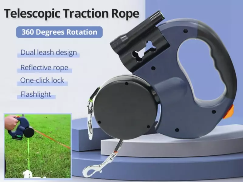 360 ° double-headed pet leash with lighting can also be filled with garbage bags (free shipping)