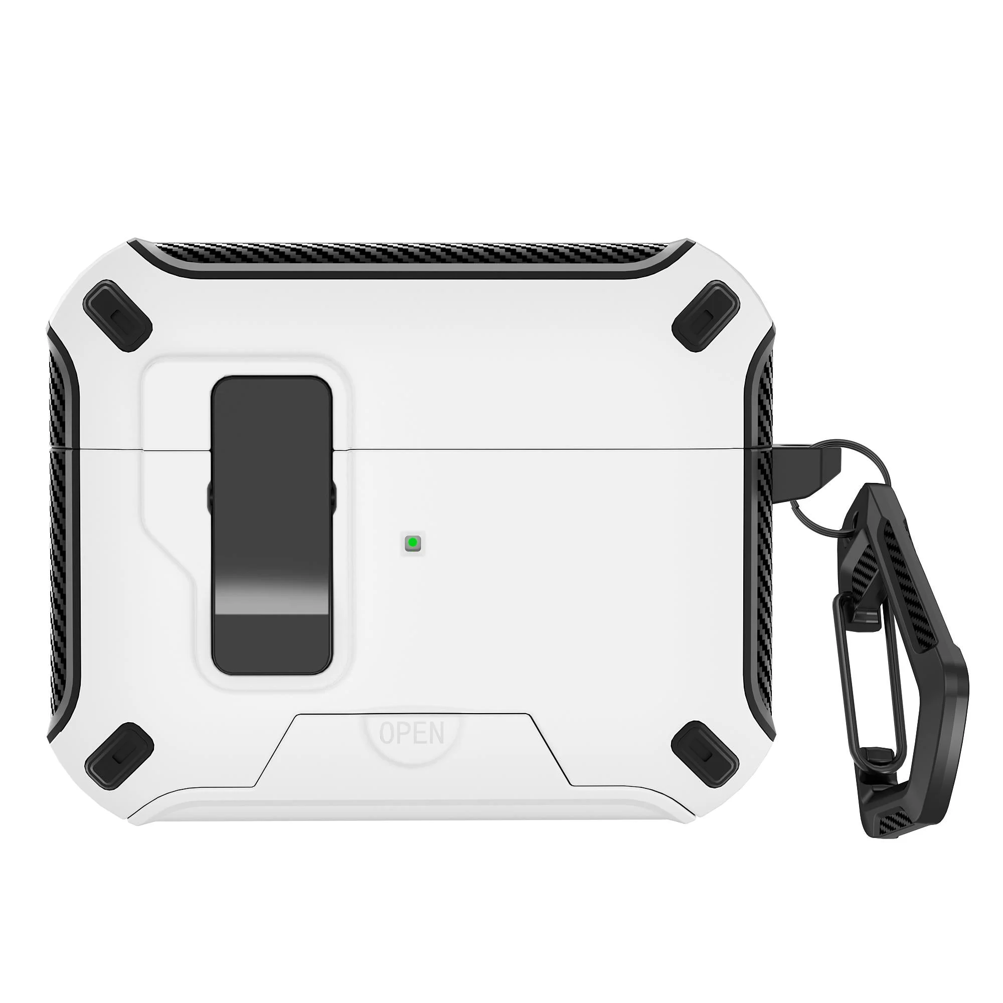 Auto Locking Earphone Case with Phone Stand Support and Quick Release Lid