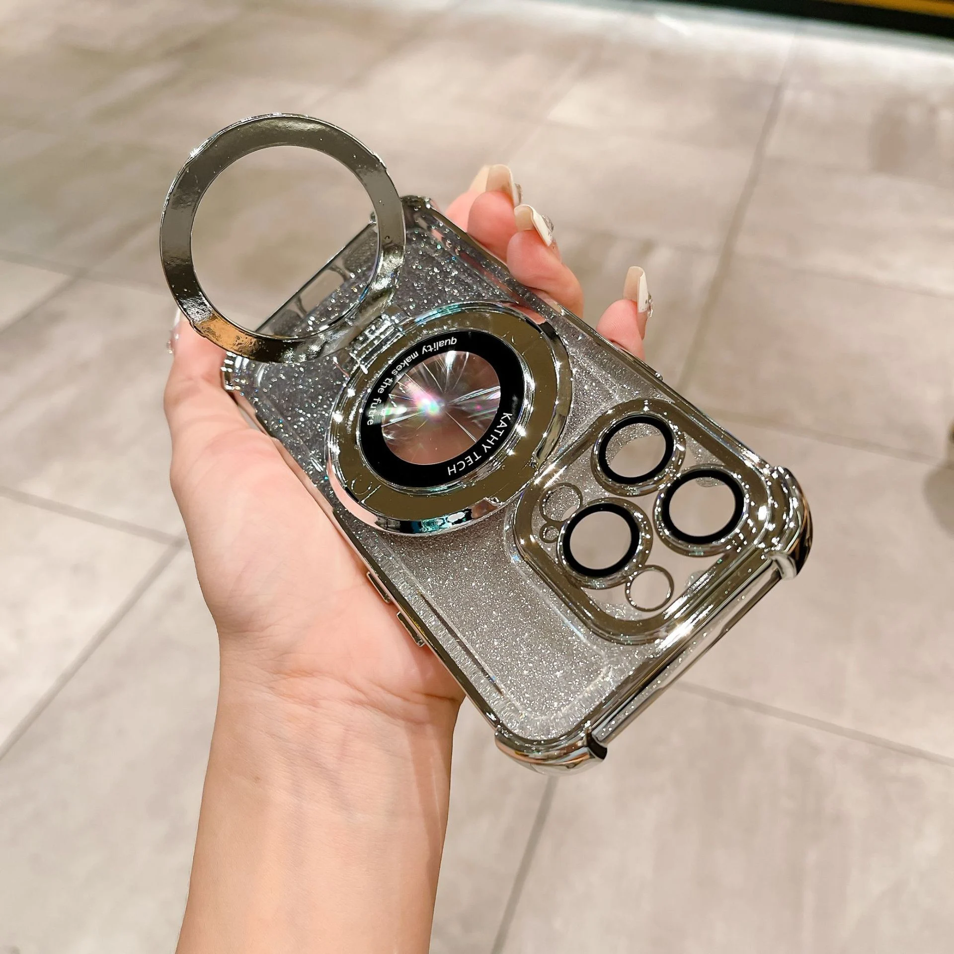 Suitable for iPhone electroplating glitter four corners anti-drop phone case