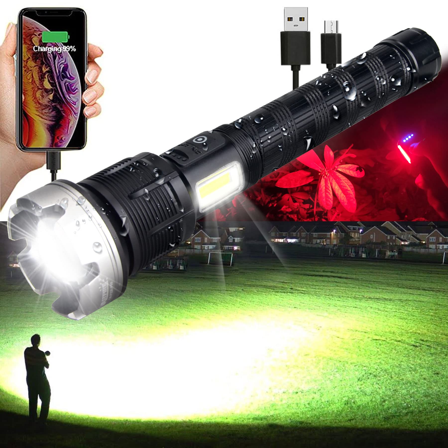 🎁Last Day Promotion- SAVE 70%🏠🏠LED Rechargeable Tactical Laser Flashlight-Buy 2 P90 Free VIP Shipping