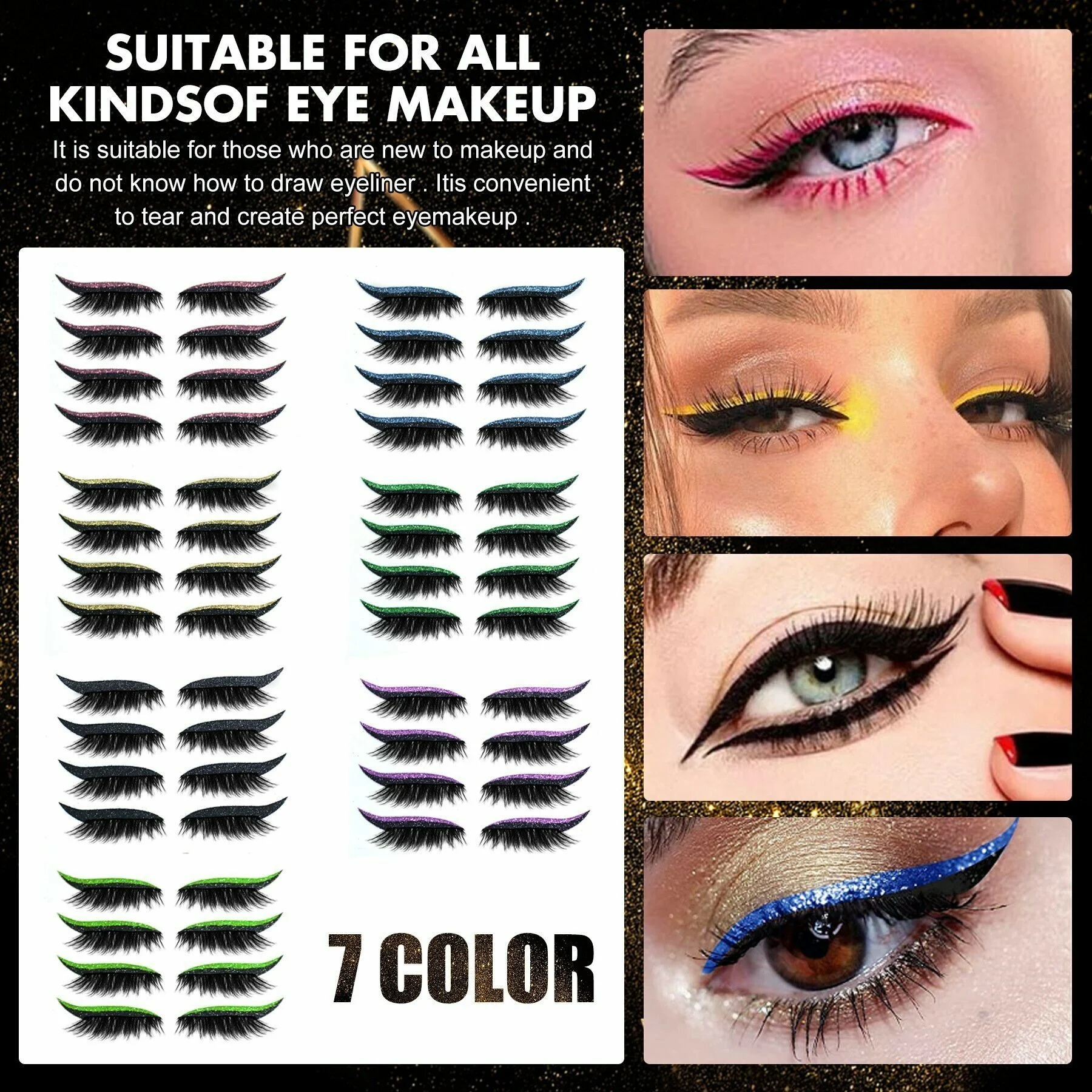 🎁BUY TWO FREE SHIPPING🎁 - Multi colour reusable eyeliner and eyelash sticker
