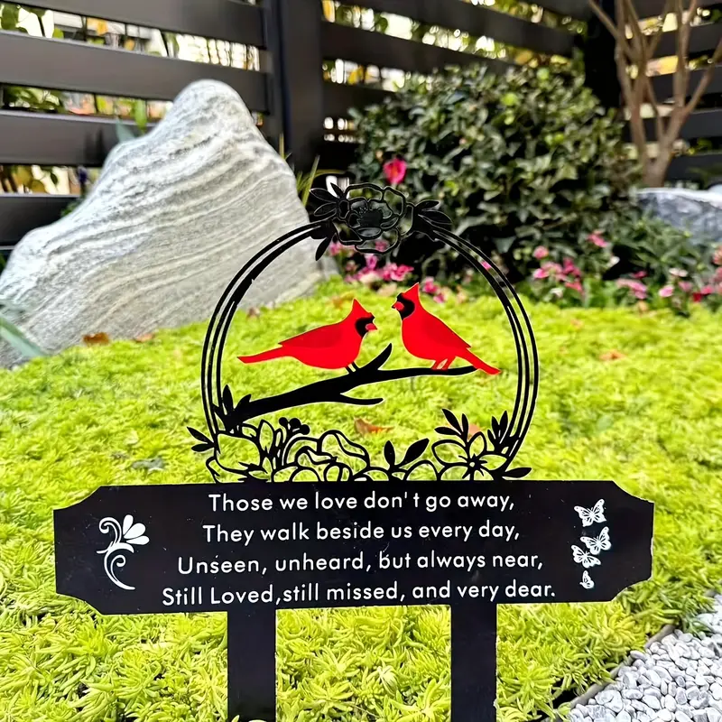 🐦Metal Cardinal Cemetery Memorial Stake💖Buy 2 Get 10% OFF & Free Shipping