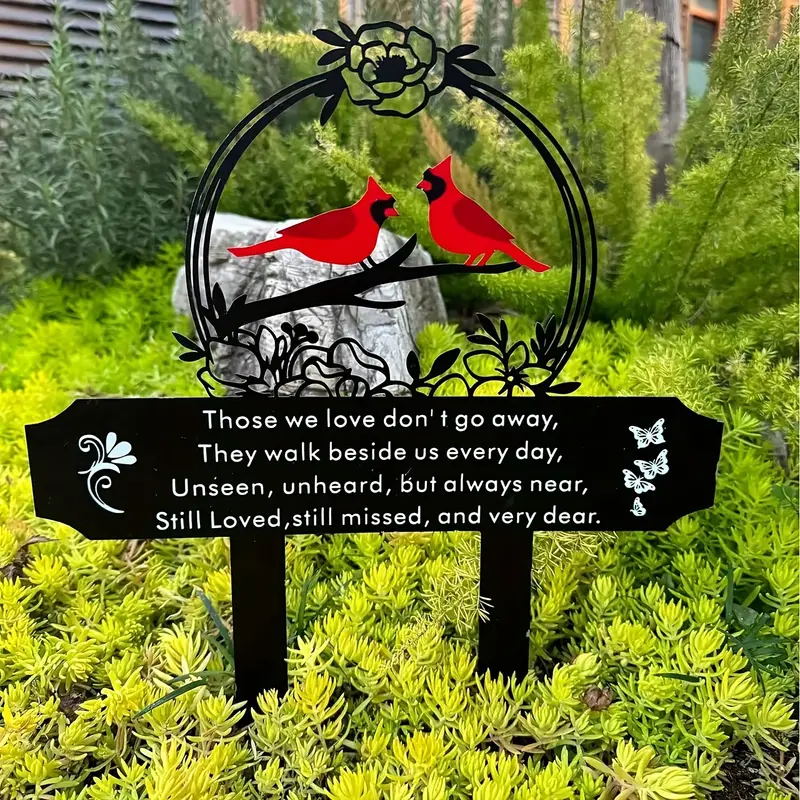 🐦Metal Cardinal Cemetery Memorial Stake💖Buy 2 Get 10% OFF & Free Shipping