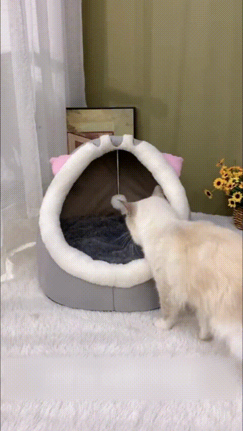 Warm Pet Basket Cozy Kitten Lounger Cushion Cat House Tent Very Soft For Washable Cave Cats Beds