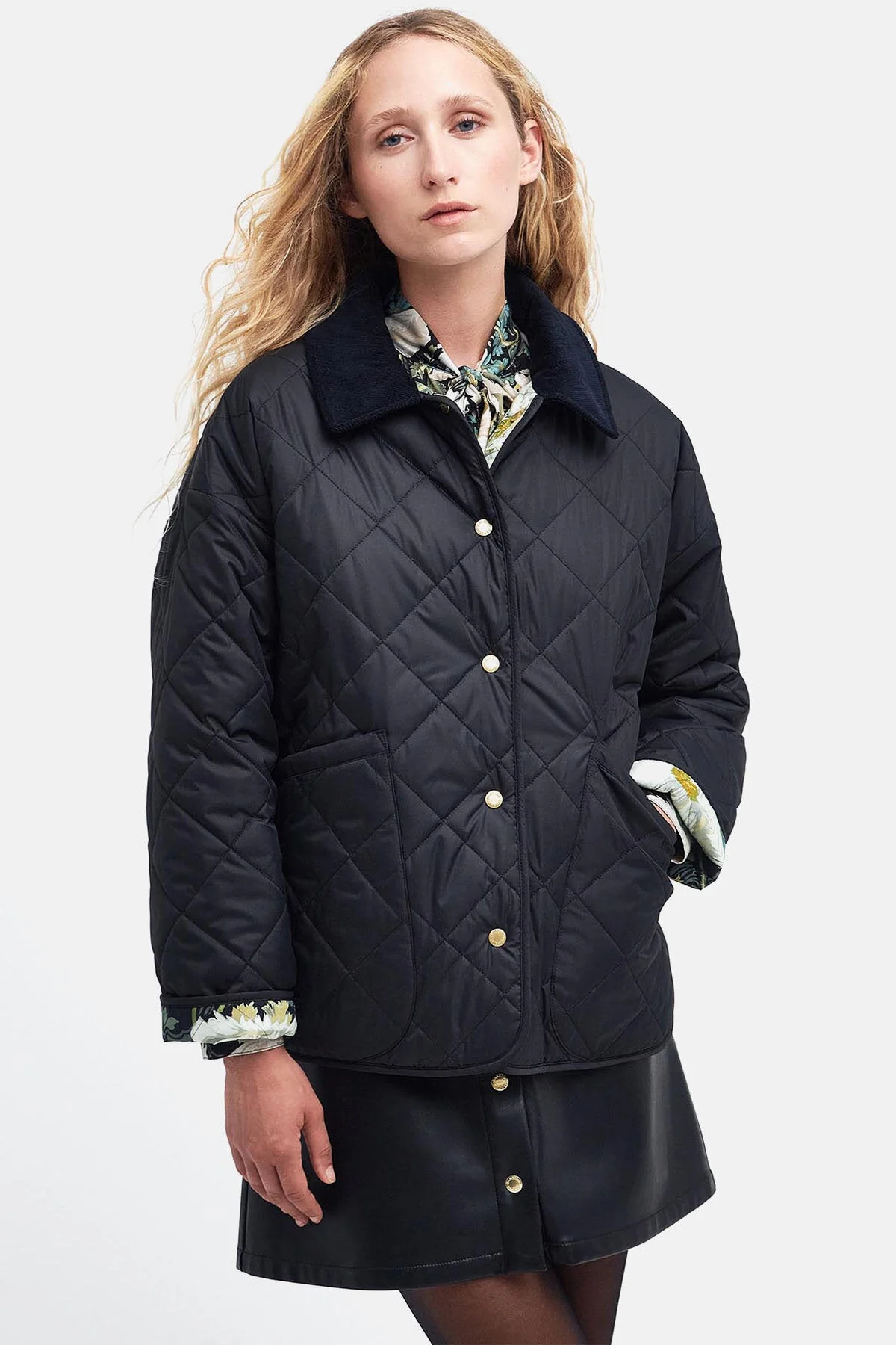 Daintry Reversible Quilted Jacket - BLACK/PAPAVERA