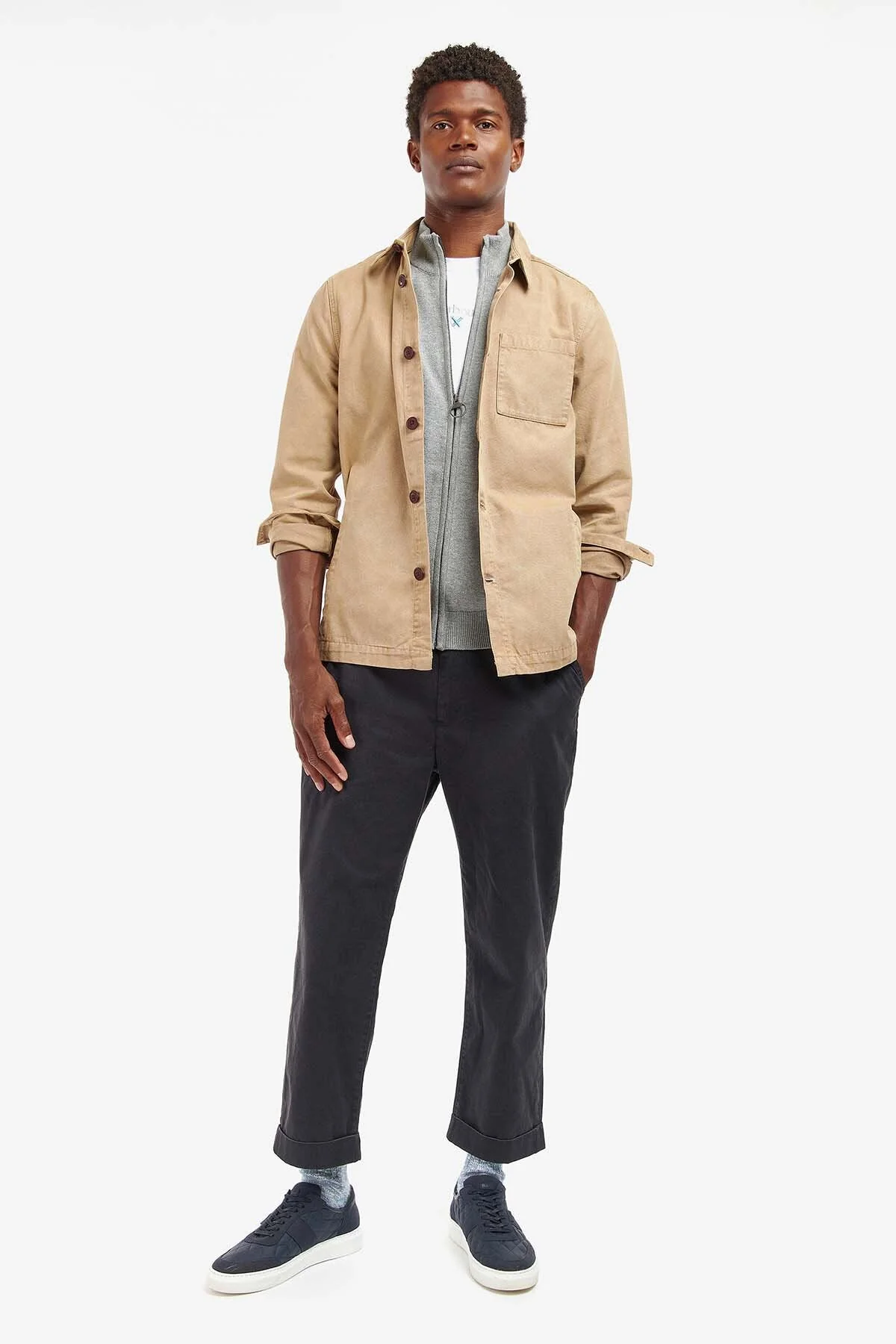 Washed Cotton Overshirt - WASHED STONE