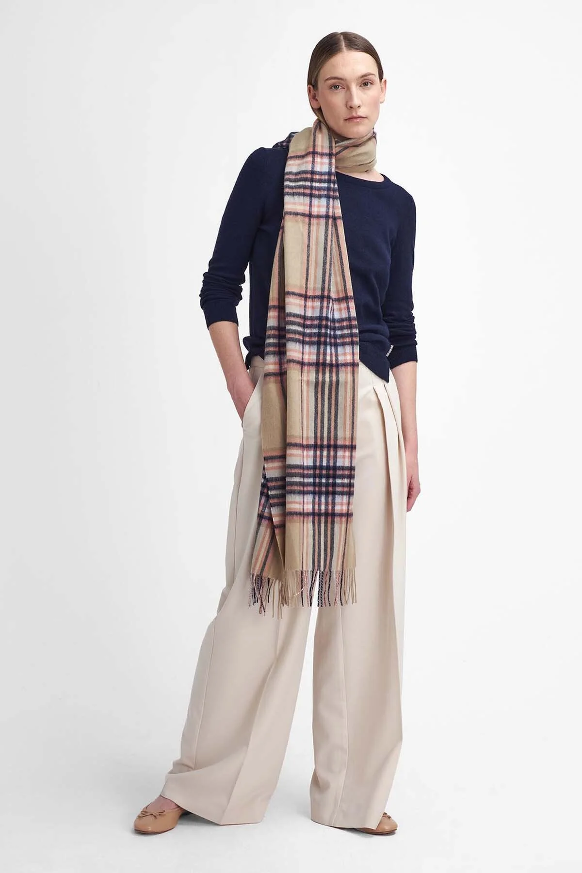 Lonnen Check Scarf - WHITE PEPPER