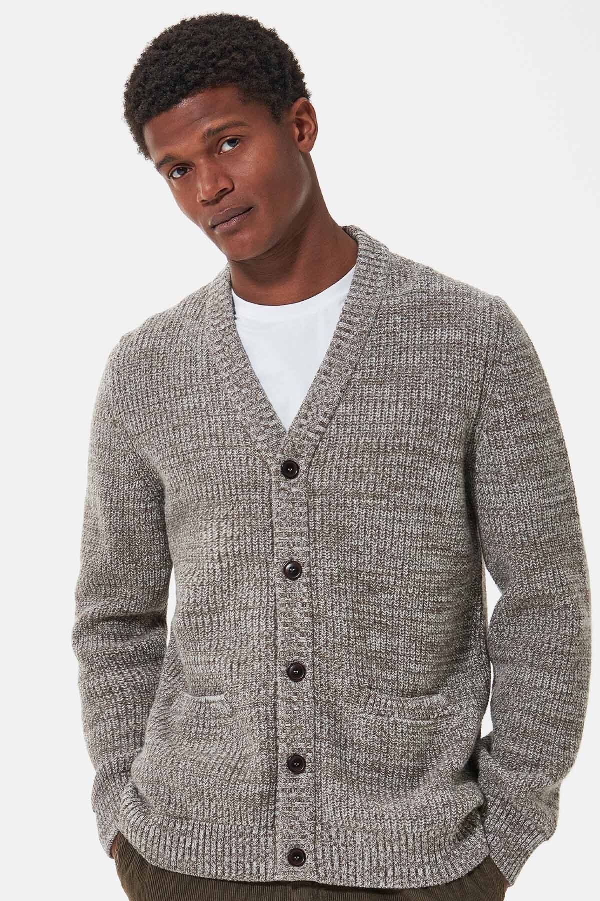 Sid Knitted Cardigan - STONE MARL