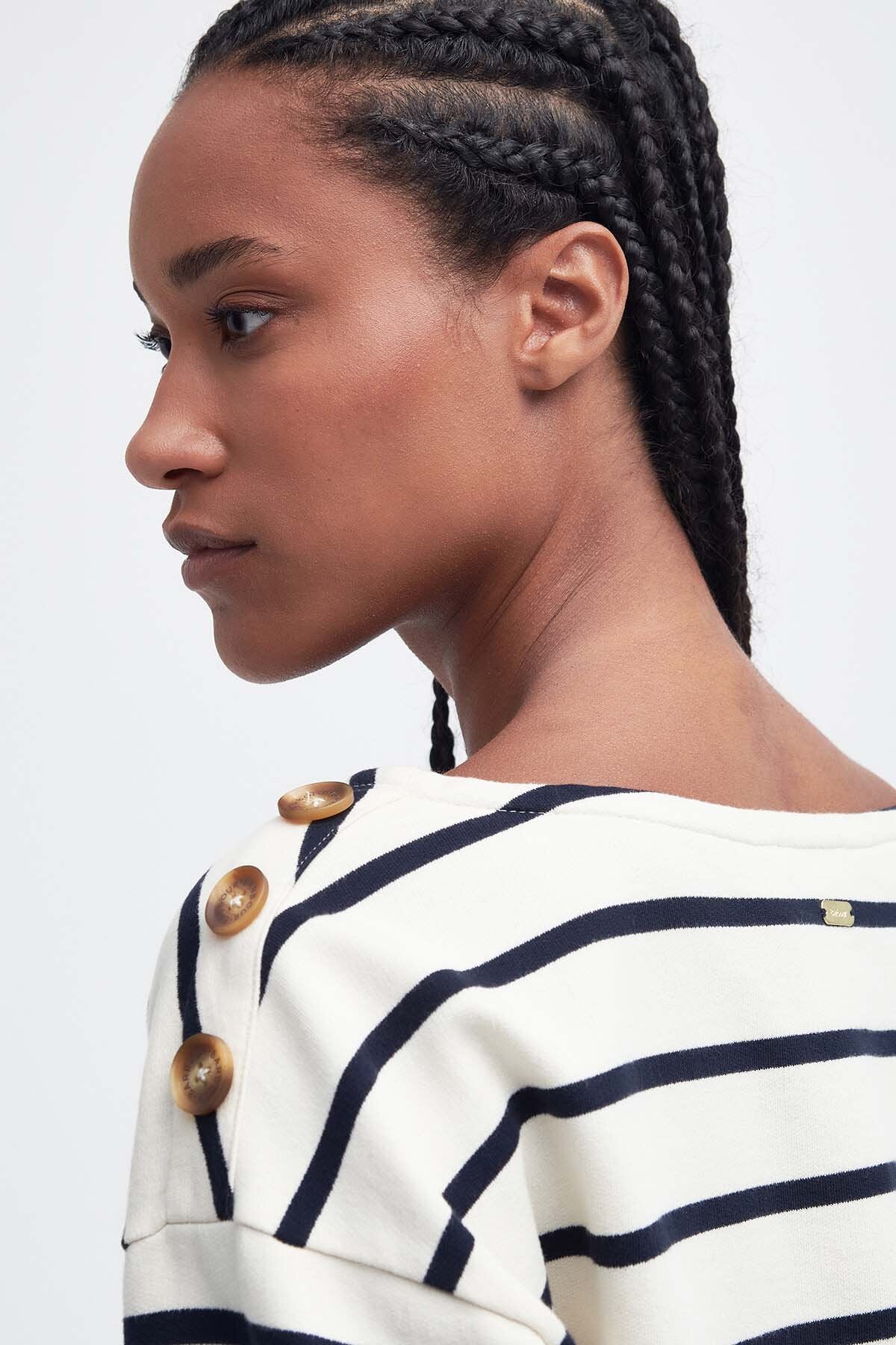 Caroline Striped Sweatshirt - ANTIQUE WHITE STRIPE