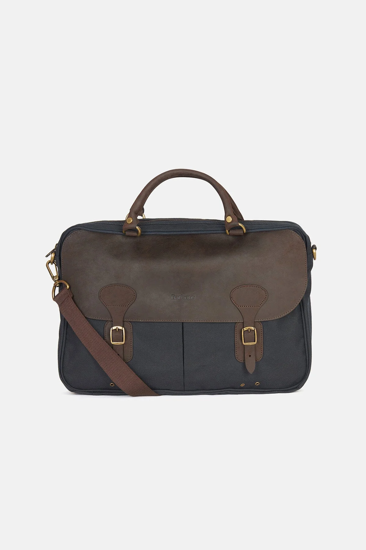 Wax Leather Briefcase - NAVY