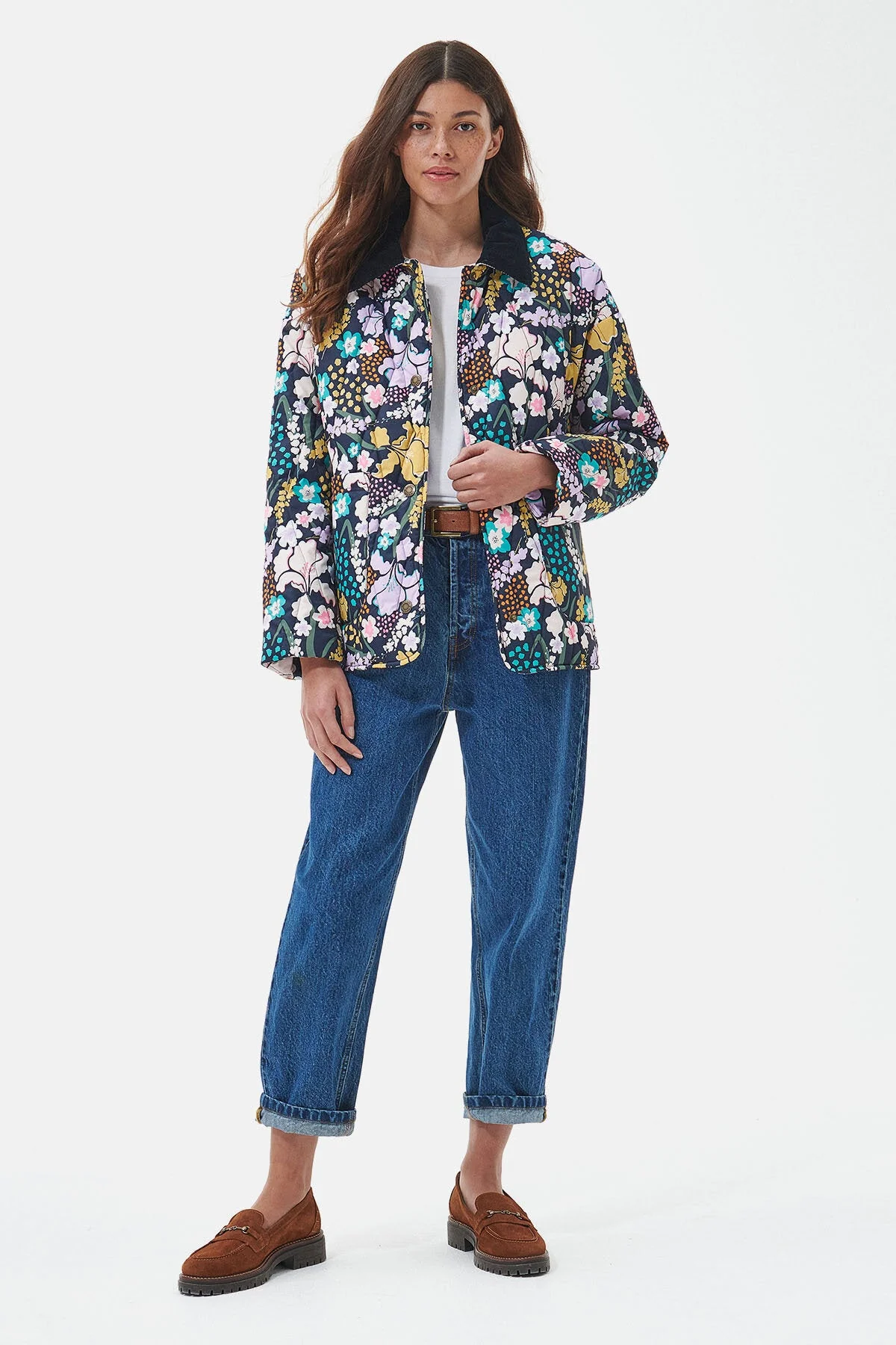 Printed delphinium quilt - BOTANICAL PRINT NAVY