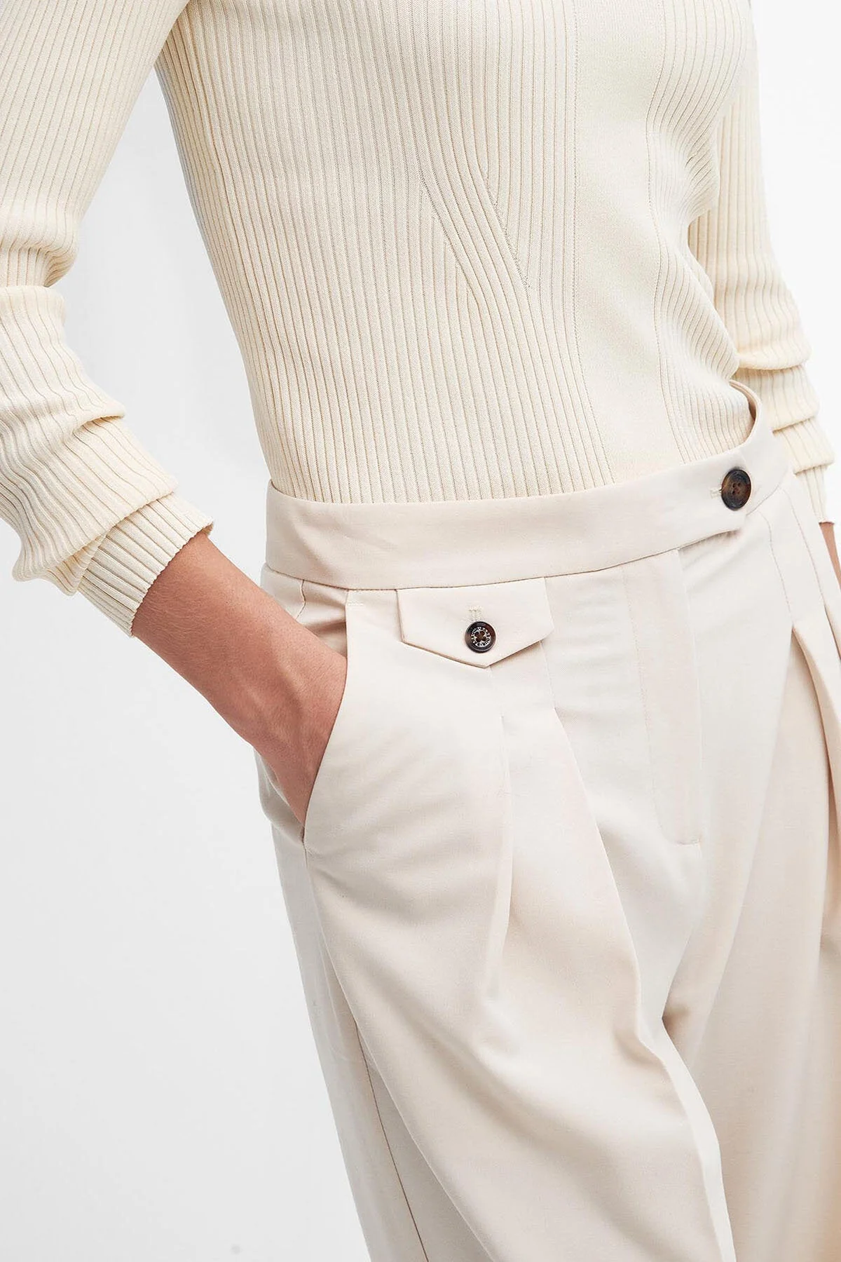Francis Wide-Leg Trousers - EGGSHELL
