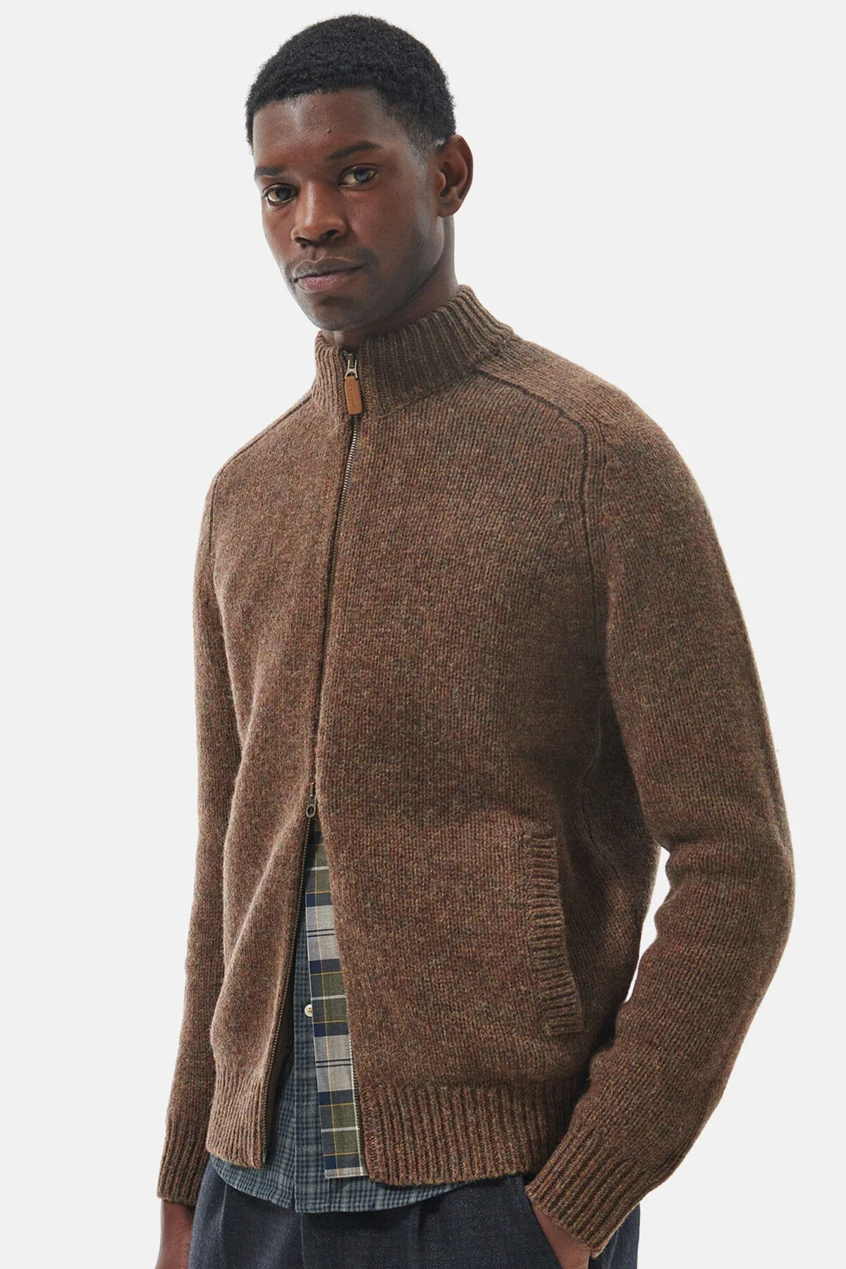 Calder Zip Through Jumper - OLIVE TWEED