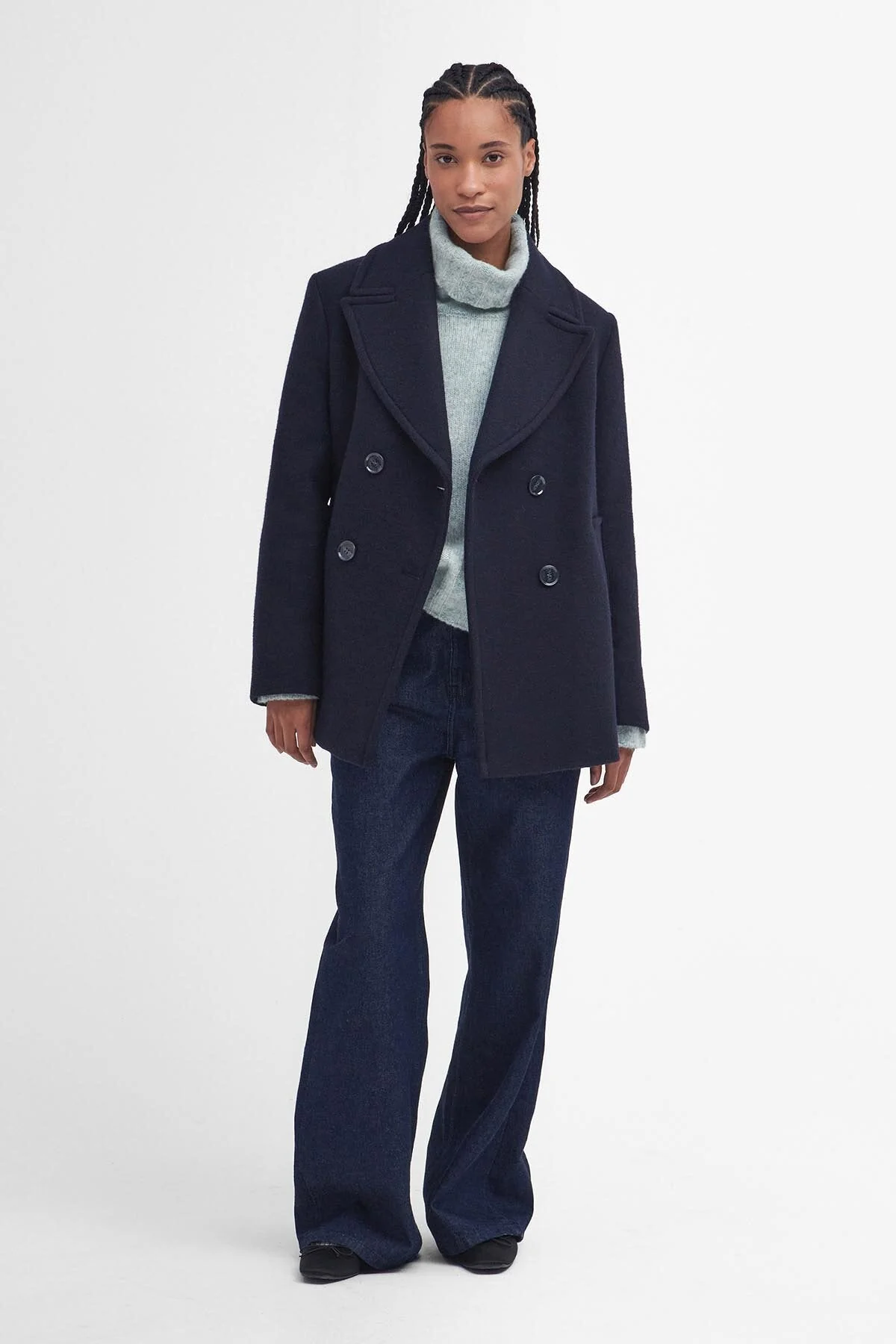 Ingrid Wool Peacoat - NAVY/HESSIAN