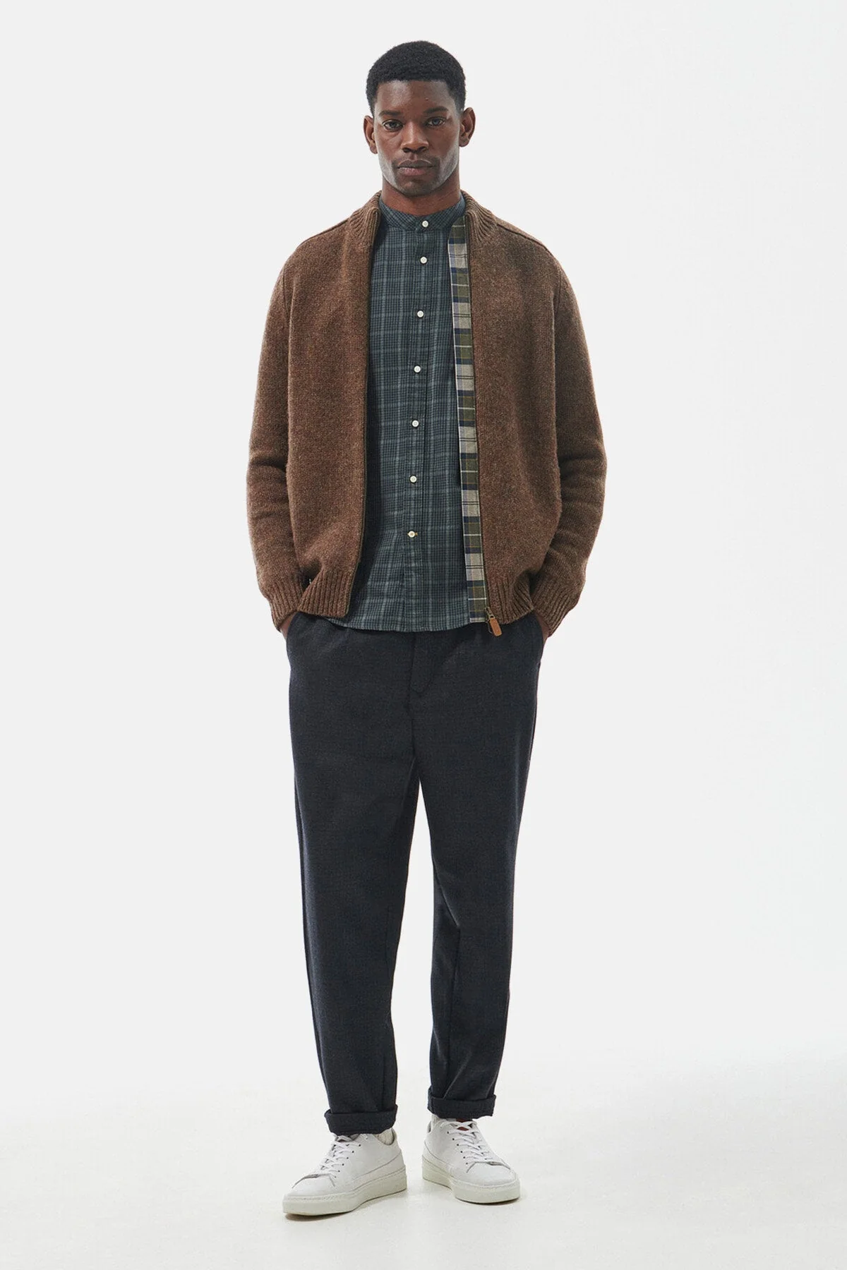 Calder Zip Through Jumper - OLIVE TWEED