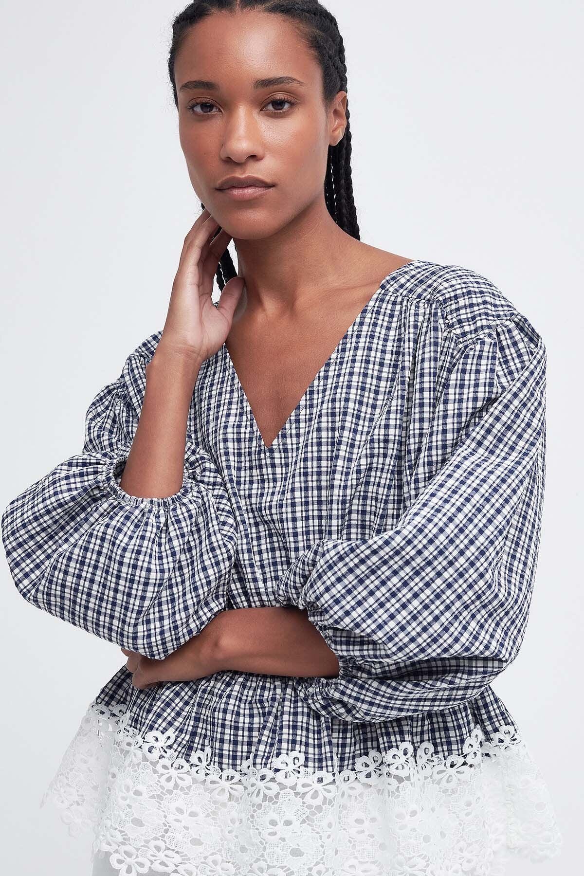 Glamis Blouse - NAVY CHECK