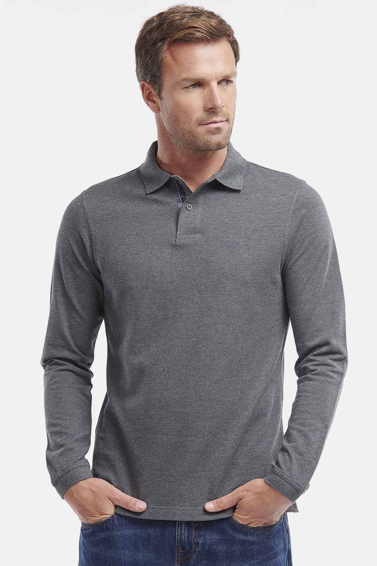 Essential Long-Sleeve Polo Shirt - SLATE MARL