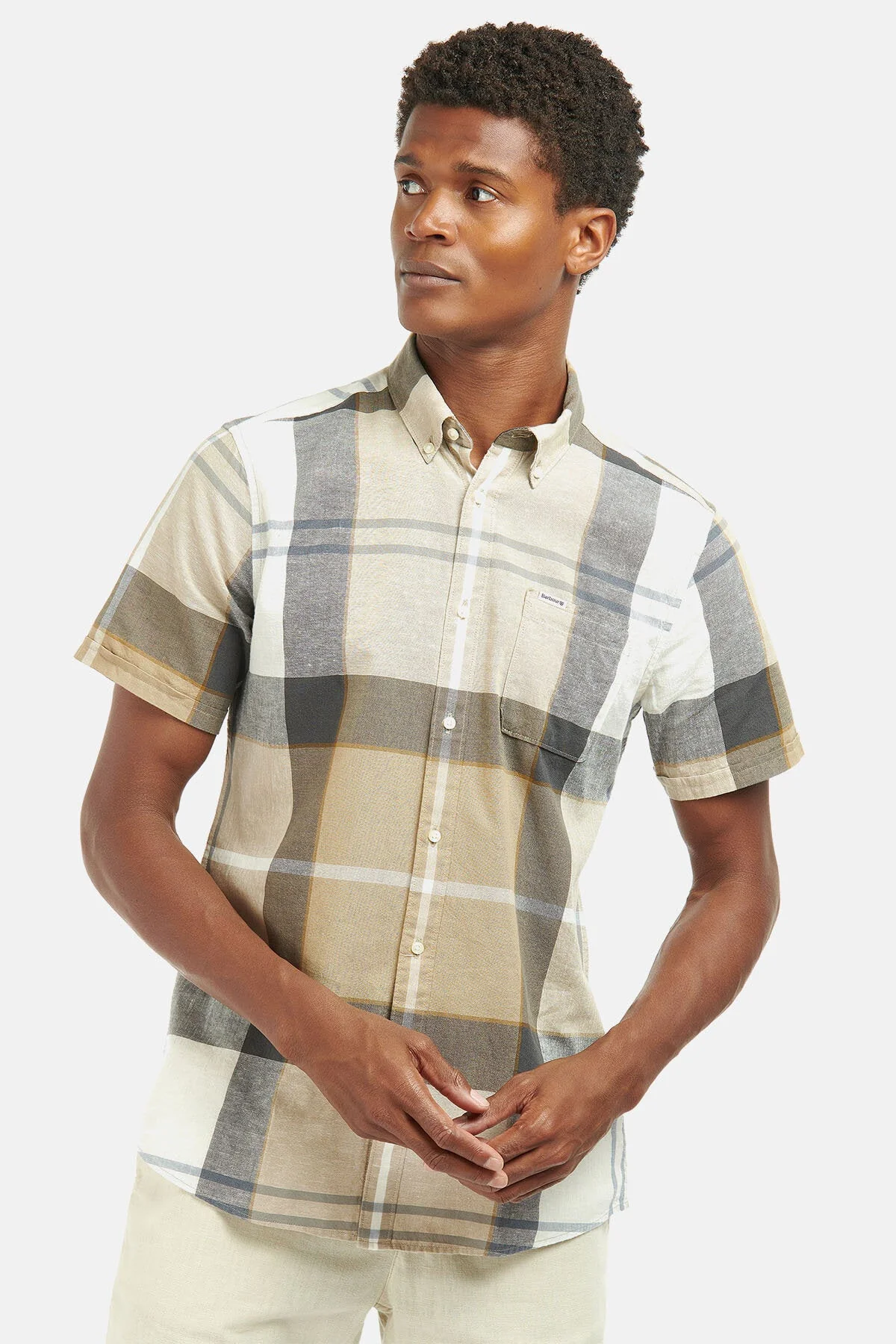 Douglas Short Sleeve Tailored Shirt - AMBLE SAND TARTAN