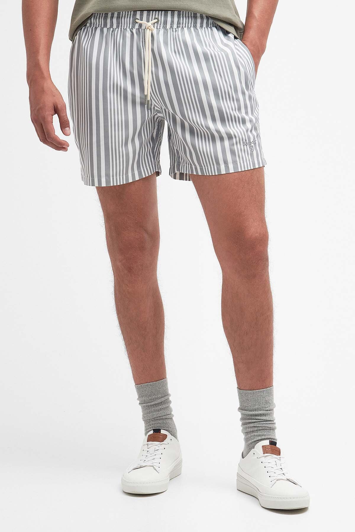 Decklam Striped Swim Shorts - FOREST FOG