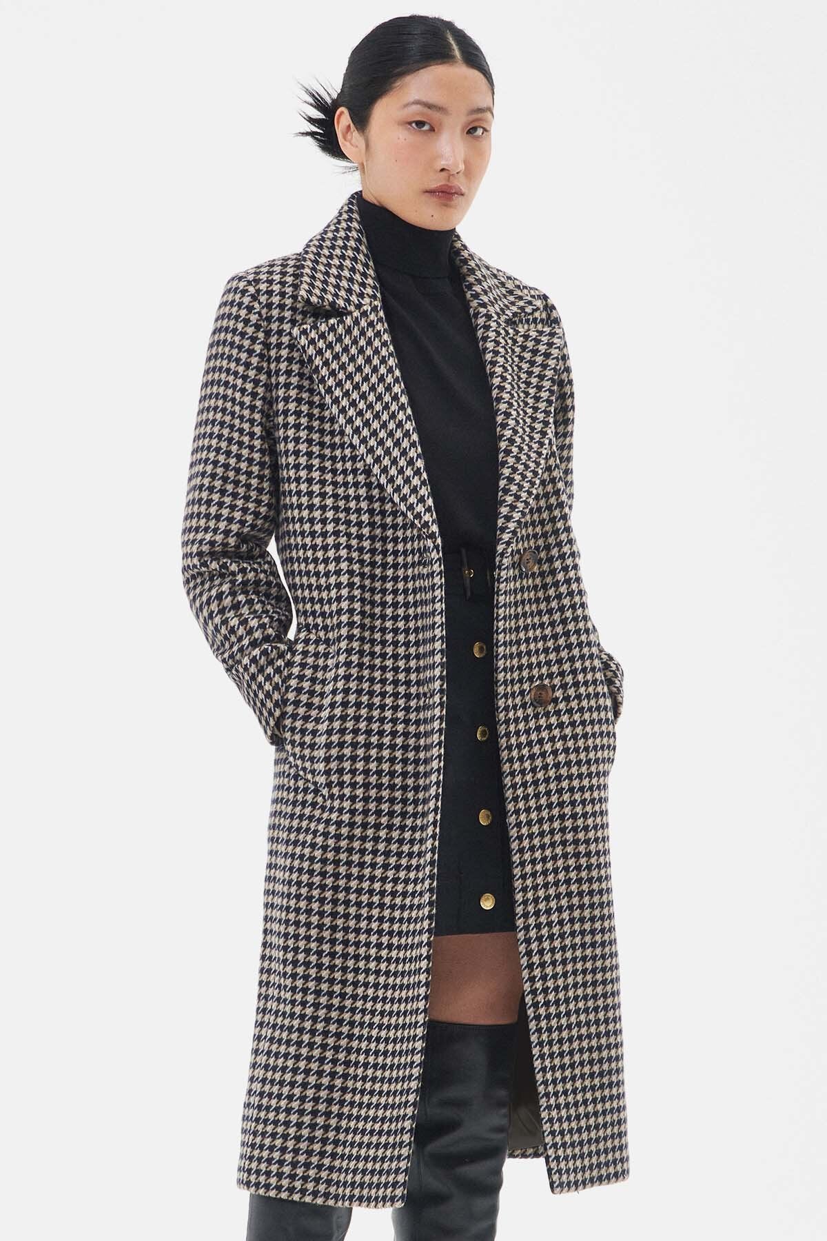 Angelina Wool Jacket - LT FAWN HOUNDSTOOTH