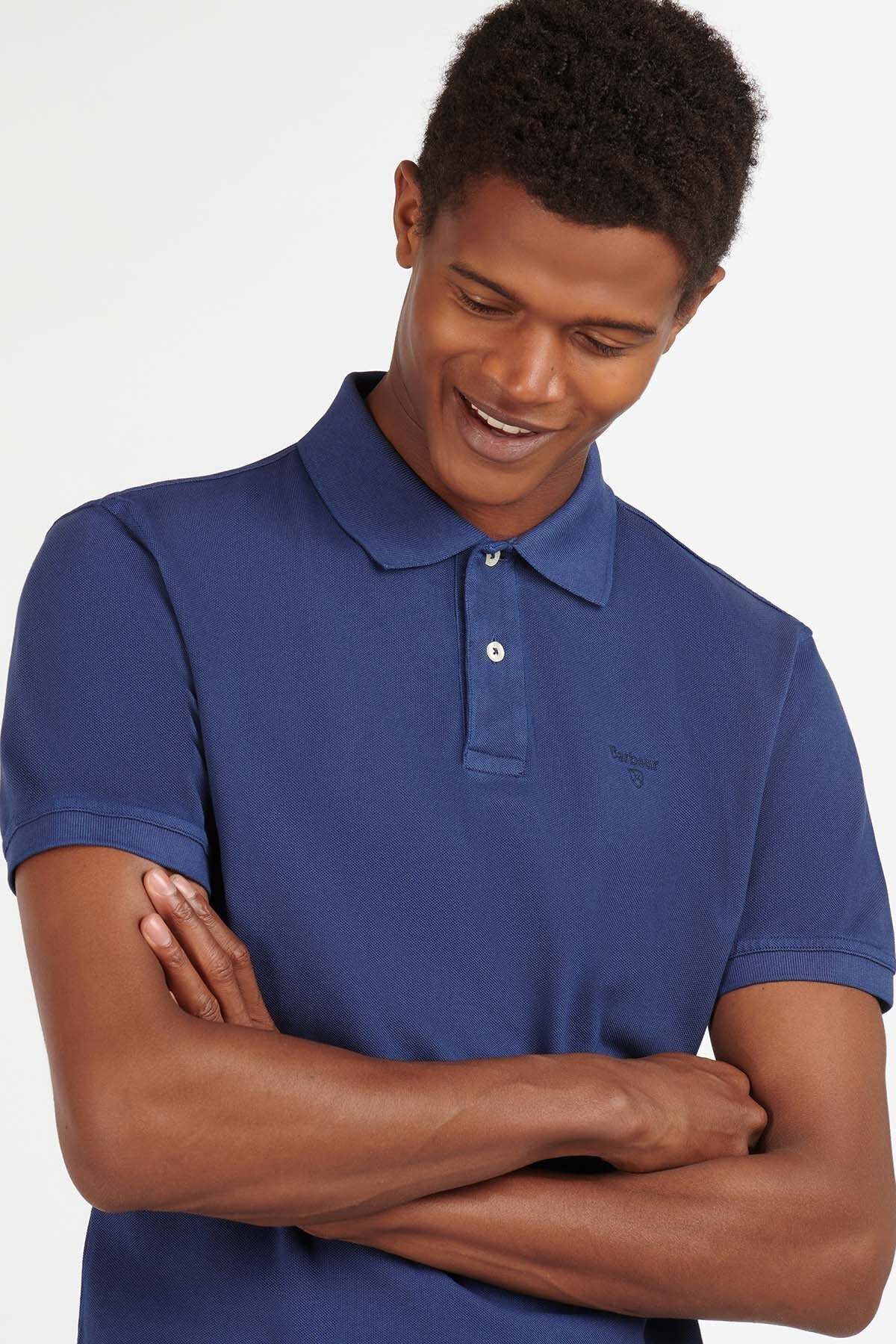 Washed-Out Sports Polo Shirt - NAVY
