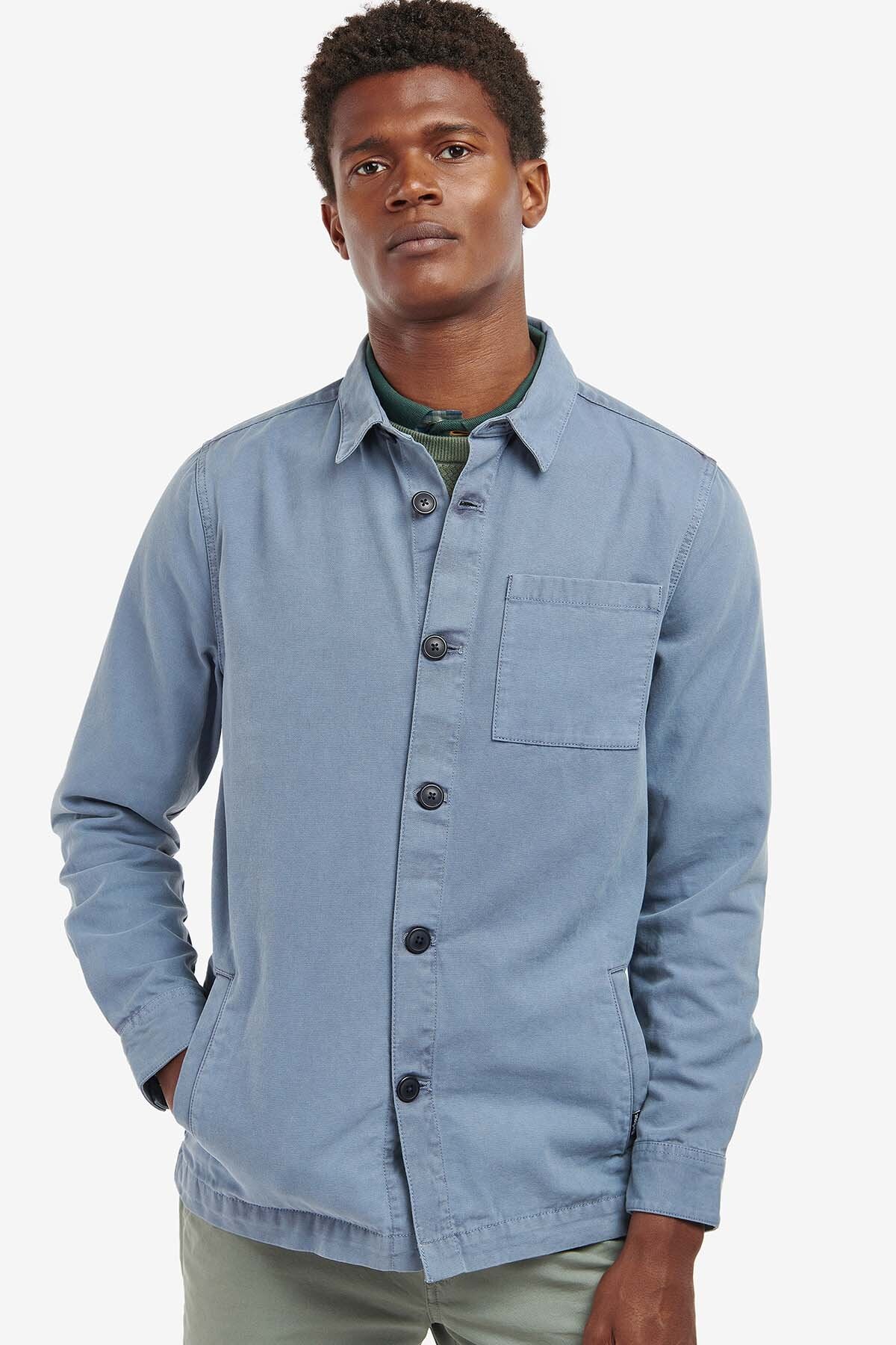 Washed Cotton Overshirt - WASHED BLUE