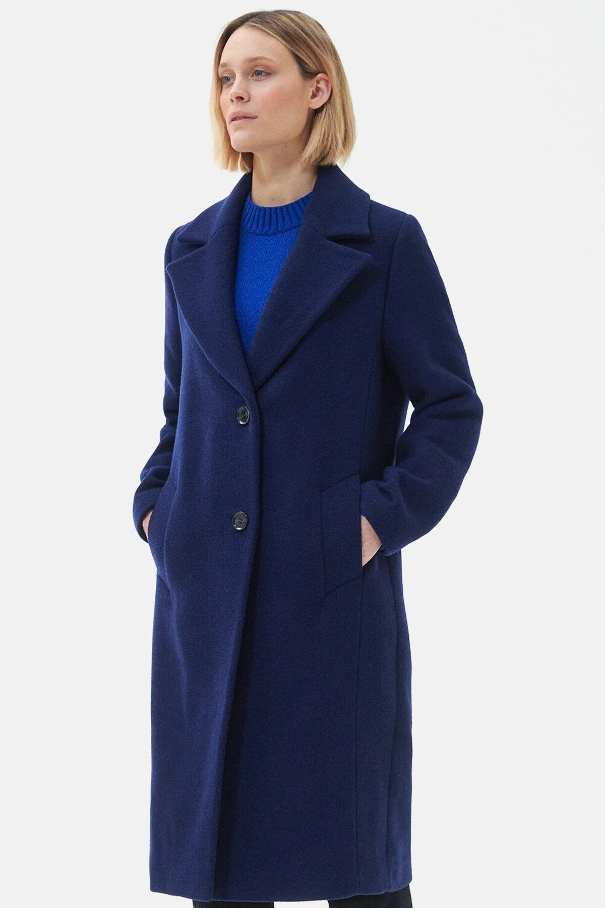 Angelina Wool Jacket - AZURE BLUE/DK NAVY