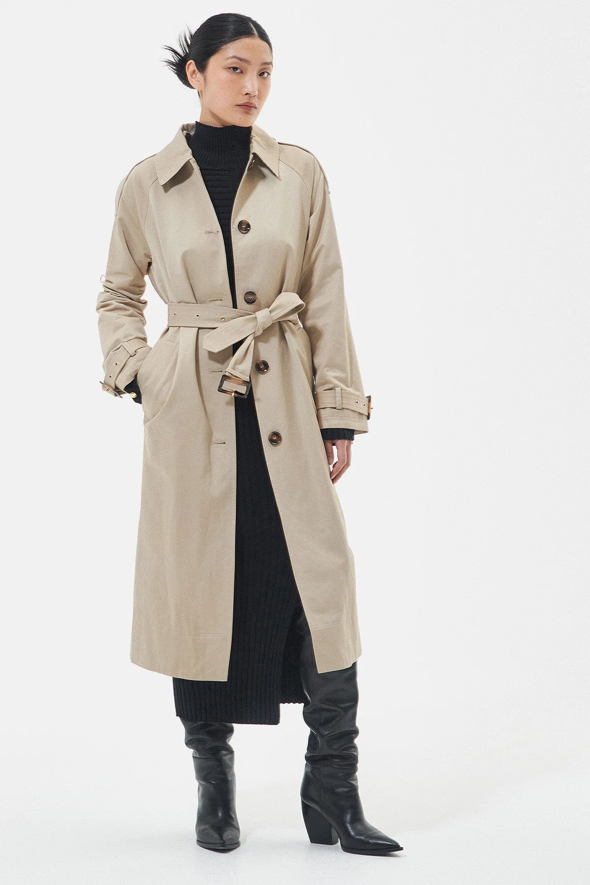 Marie Showerproof Trench Coat - LIGHT FAWN/ANCIENT P