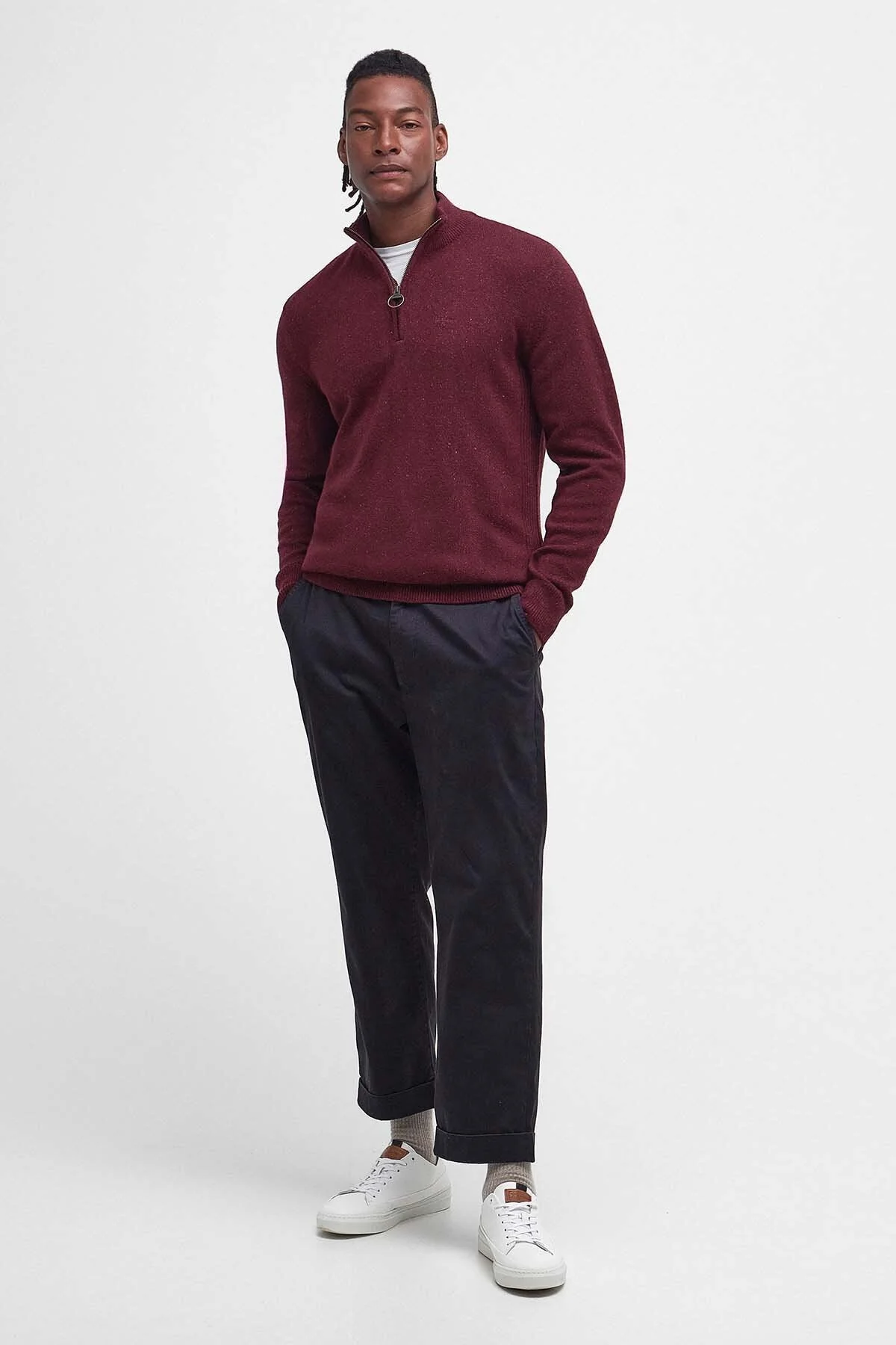 Essential Tisbury Half Zip Knitted Jumper - RUBY