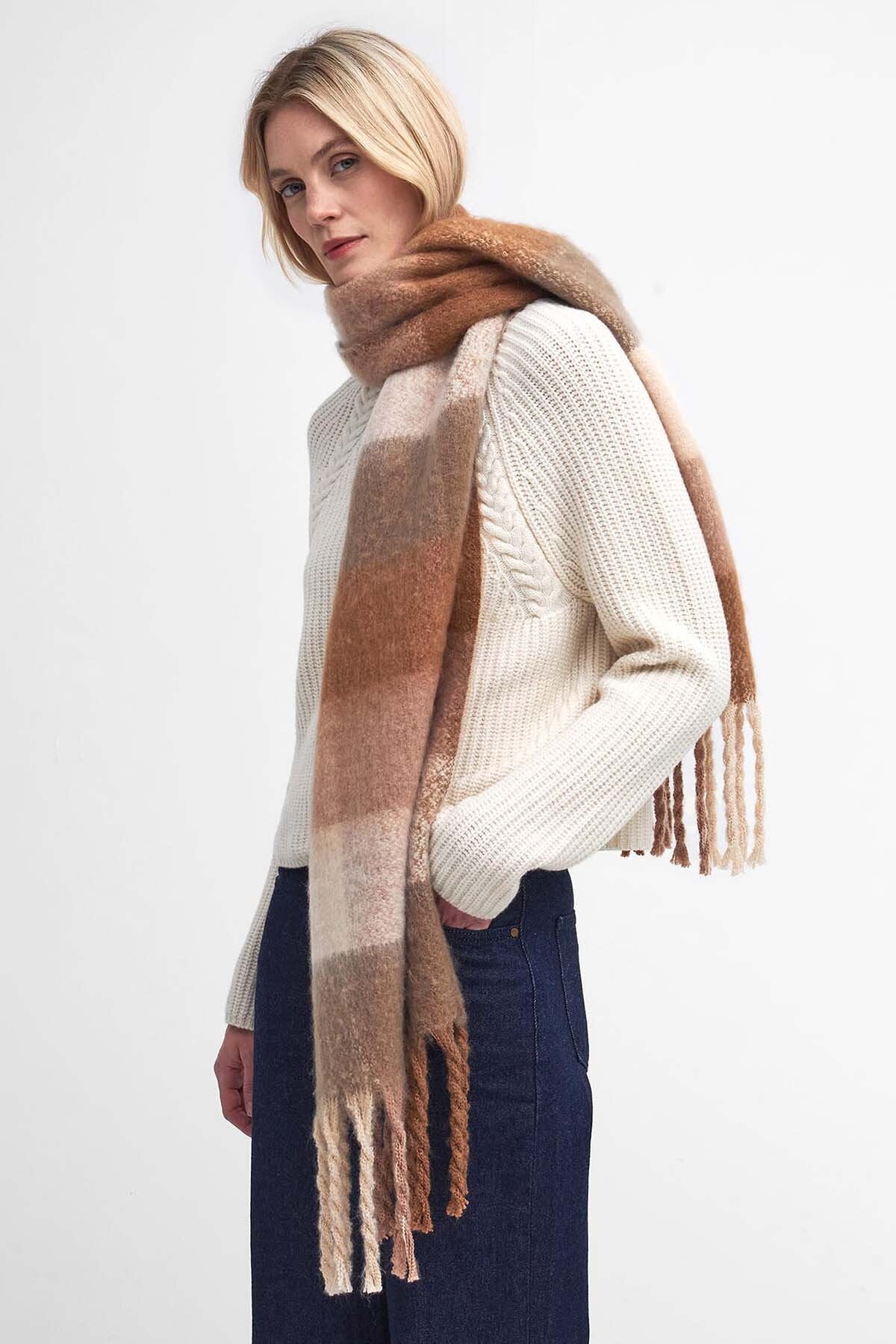 Marie Check Scarf - CAMEL