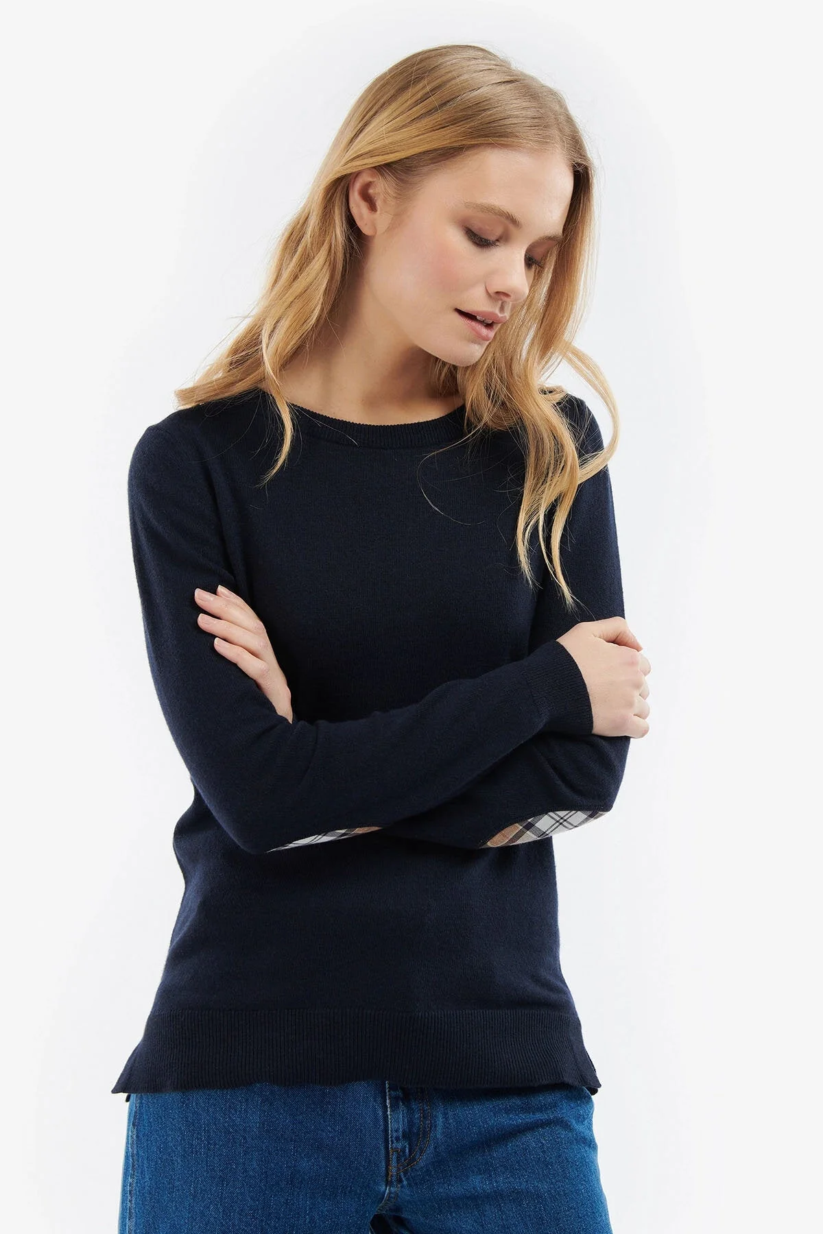 Pendle Crew Knit Sweatshirt - NAVY ROSEWOOD