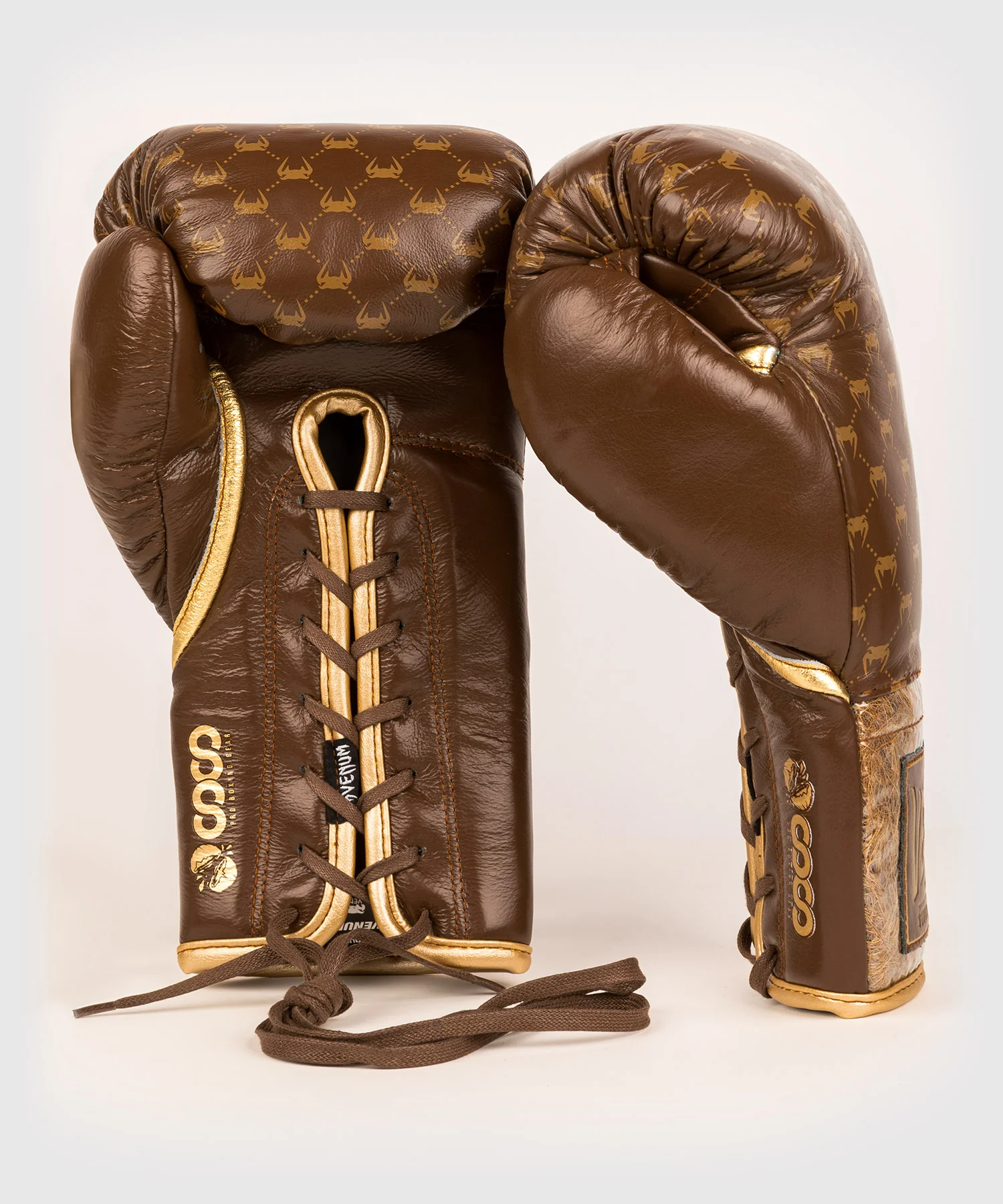 Venum Coco Monogram Pro Lace Up Boxing Gloves - Grizzly Brown