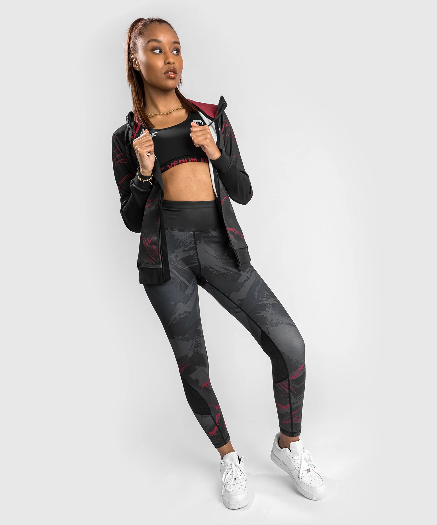 UFC Venum Authentic Fight Week 2.0 Women's Zip Hoodie - Black/Red