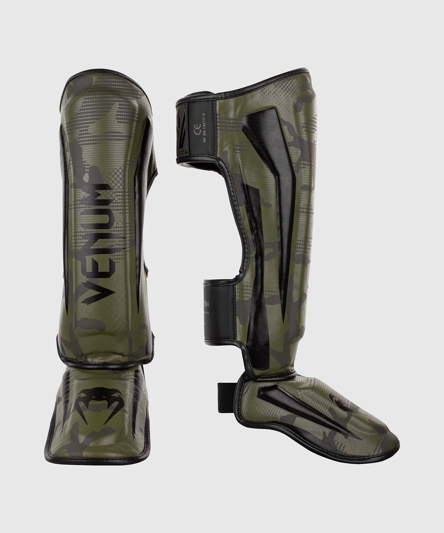 Venum Elite Shin Guards - Khaki camo