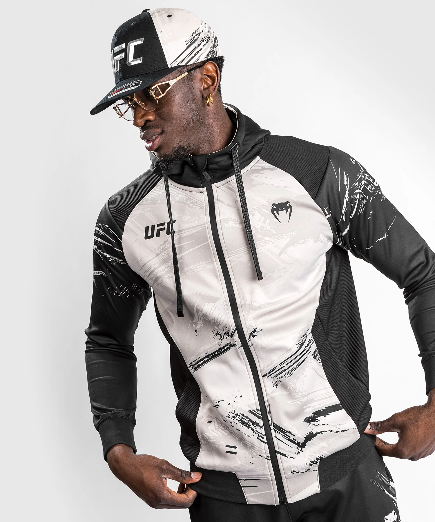 UFC Venum Authentic Fight Week 2.0 Men's Zipped Hoodie - Sand
