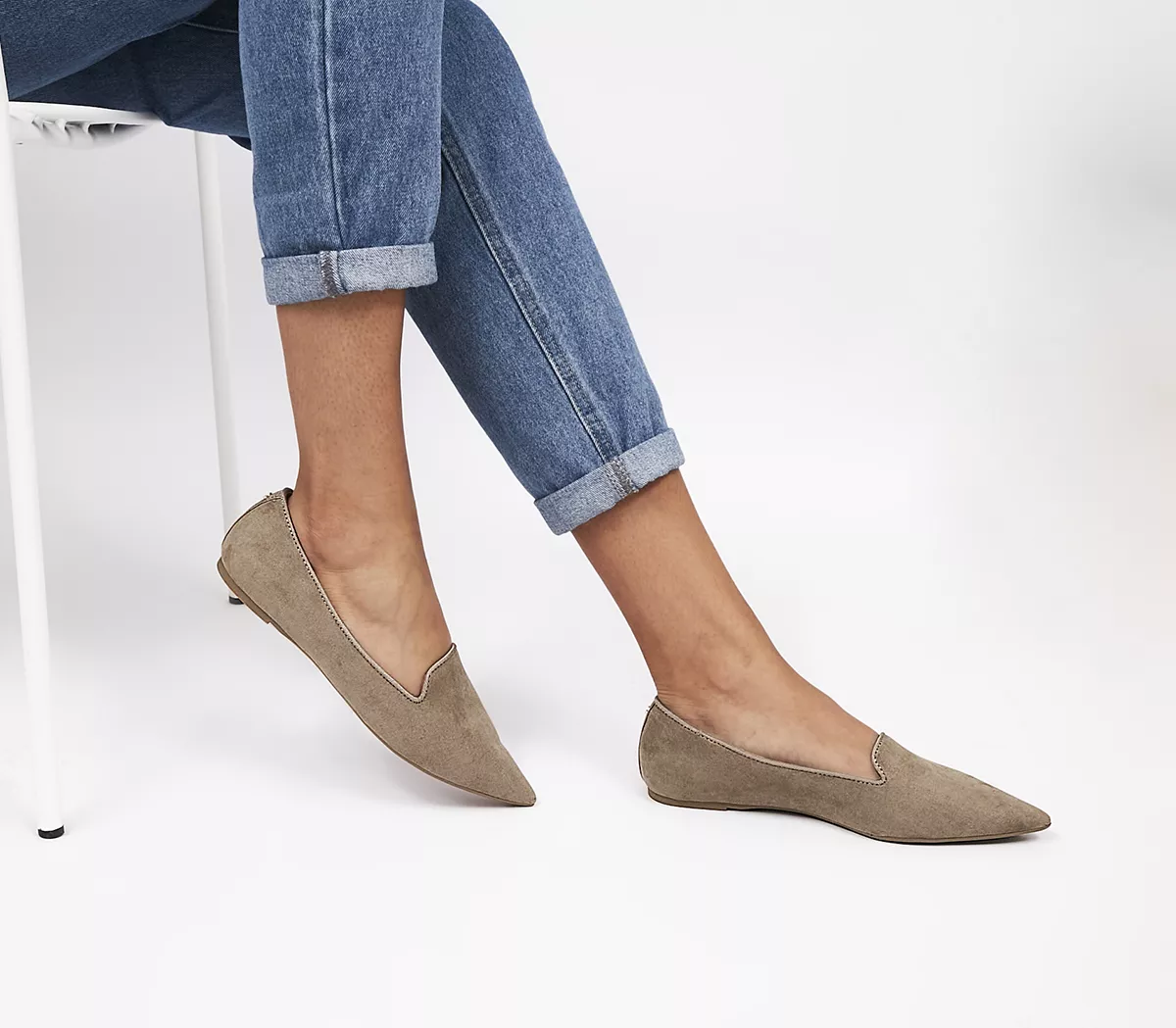 OFFICE Fabulous Pointed Slipper Cut Ballet Flats Taupe