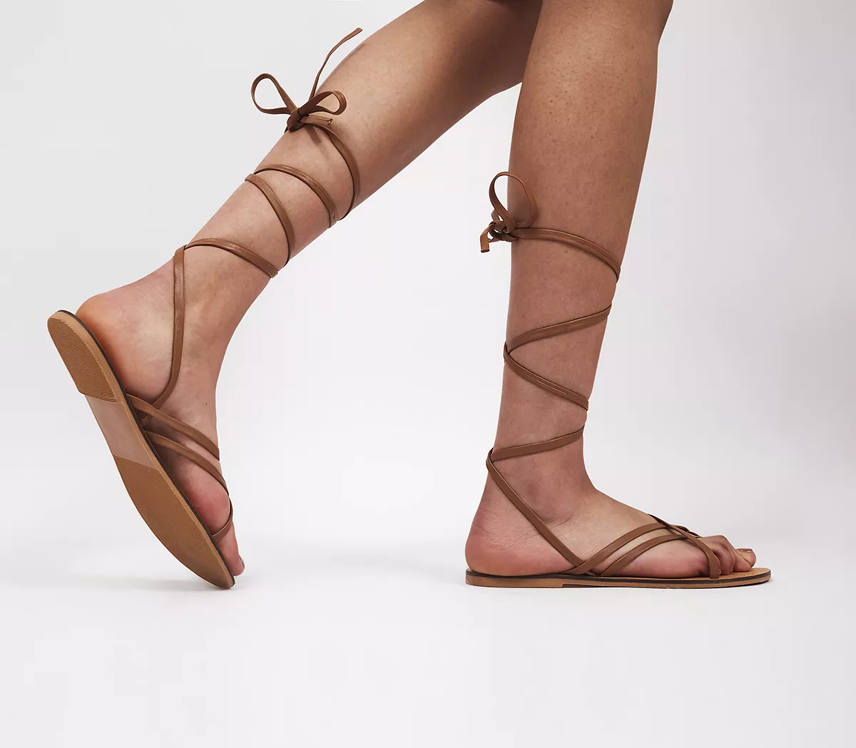 OFFICE Spartacus Strappy Gladiator Sandals Tan Leather