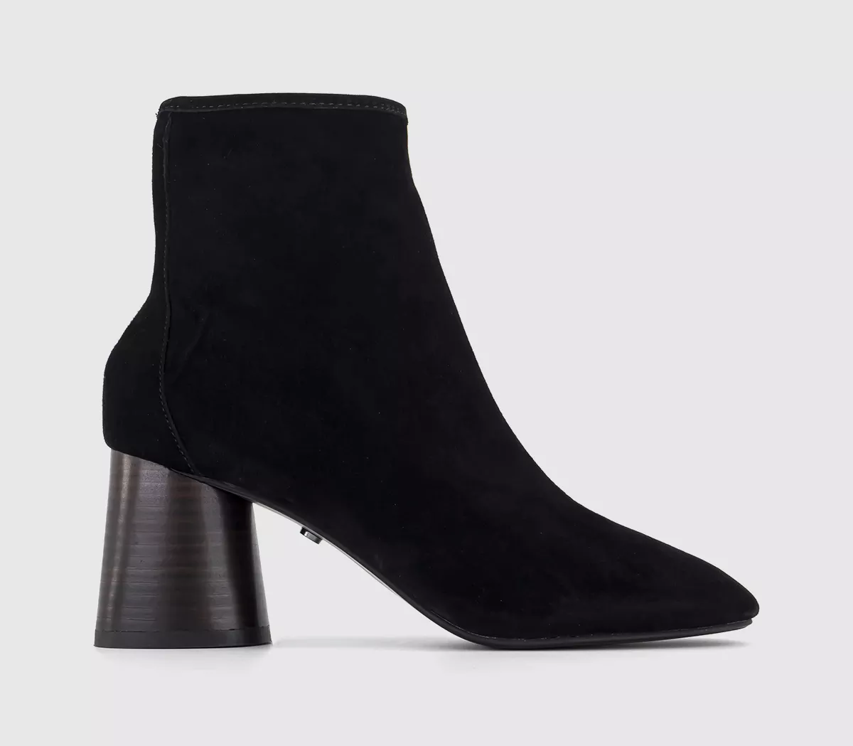 OFFICE Ash Cylinder Stacked Heel Boots Black Suede